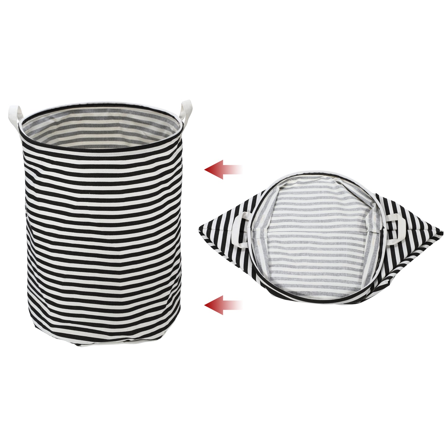 Foldable Cylindrical Laundry Basket for Laundry Room 19.69"x15.75" 60L Black Stripe