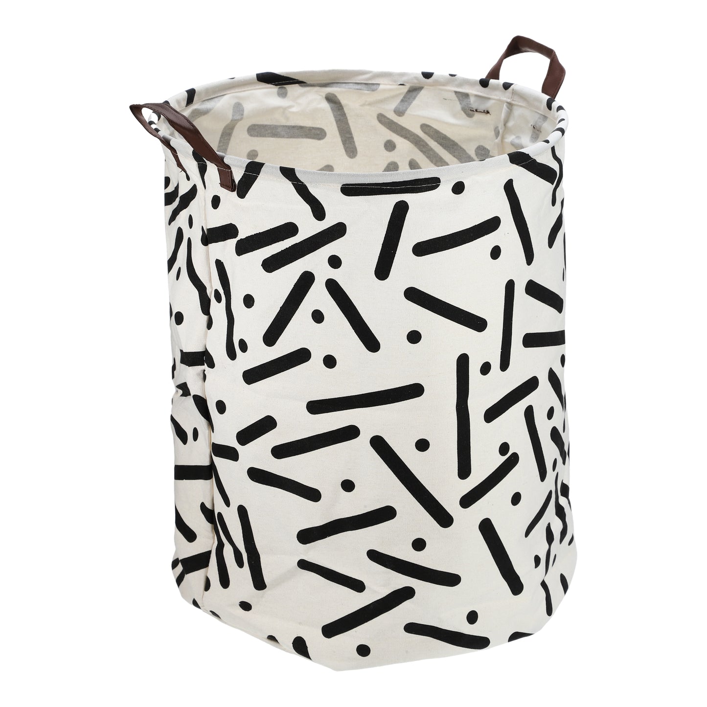 Foldable Cylindrical Laundry Basket for Laundry Room 19.69"x15.75" 60L Black Cylindrical Dot