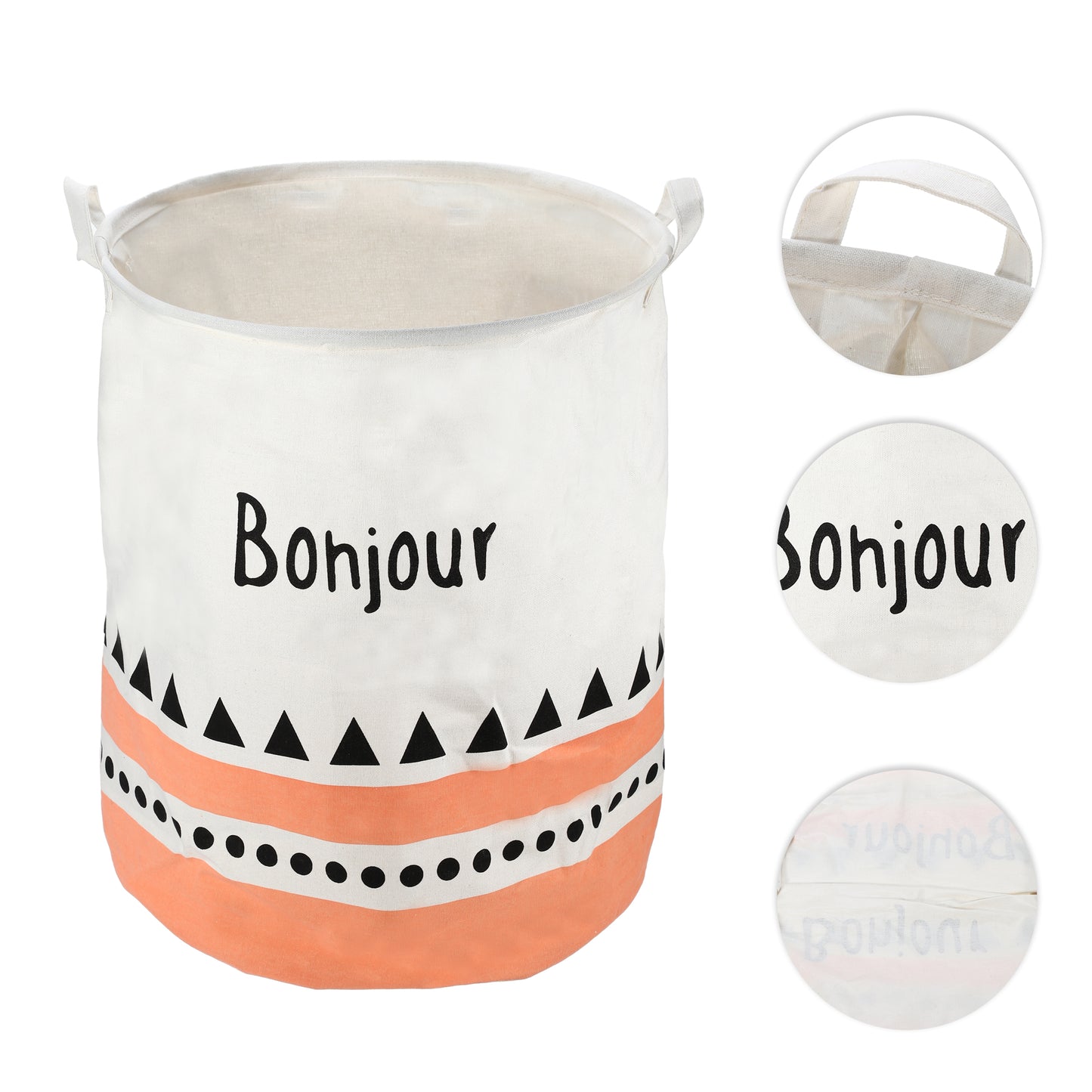 Foldable Cylindrical Laundry Basket for Laundry Room 19.69"x15.75" 60L Black Bohjour