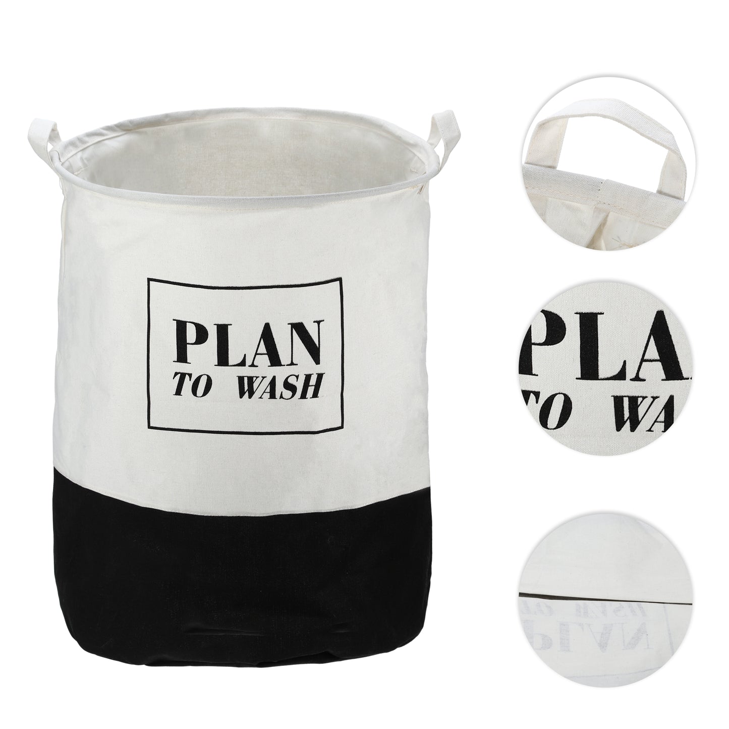 Foldable Cylindrical Laundry Basket for Laundry Room 19.69"x15.75" 60L Black