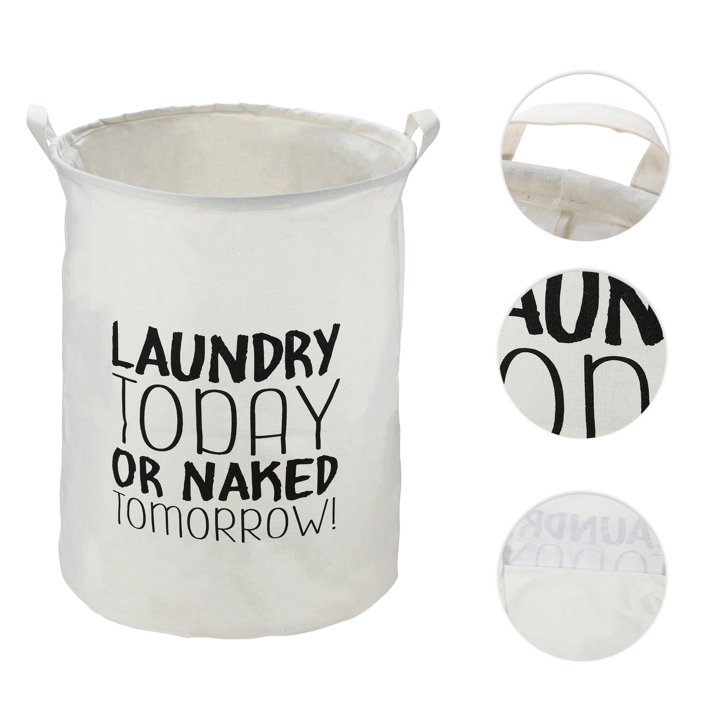Foldable Cylindrical Laundry Basket for Laundry Room 19.69"x15.75" 60L Black