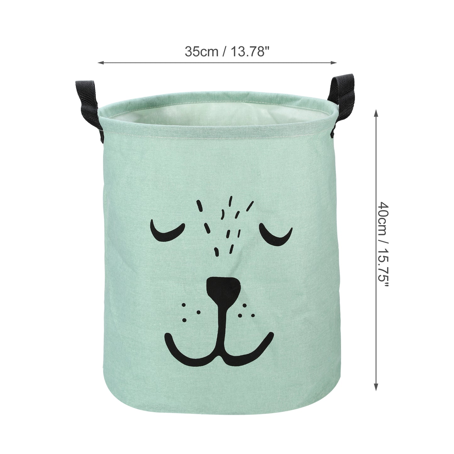 Foldable Cylindrical Laundry Basket for Laundry Room 15.75"x13.78" 40L Green