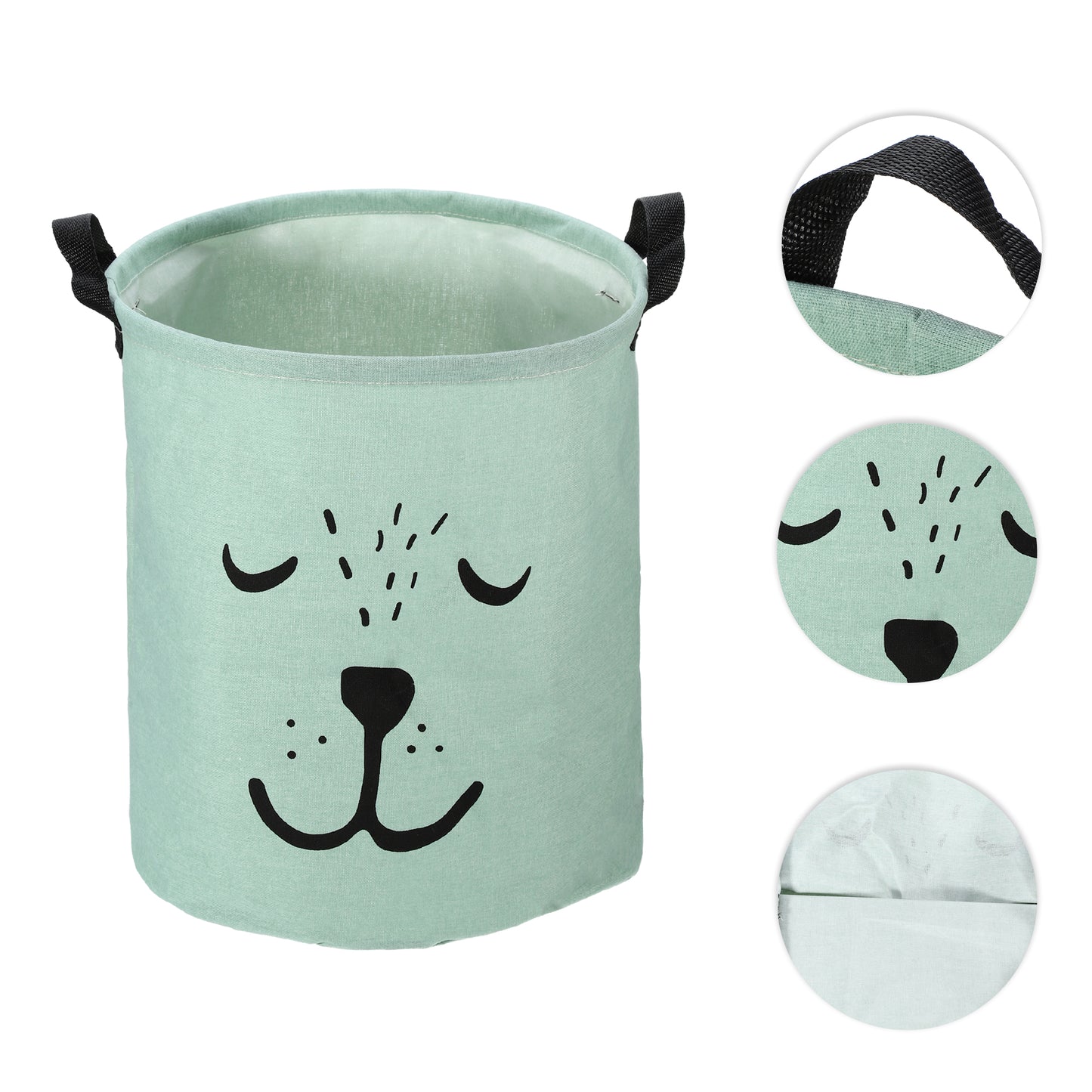 Foldable Cylindrical Laundry Basket for Laundry Room 15.75"x13.78" 40L Green