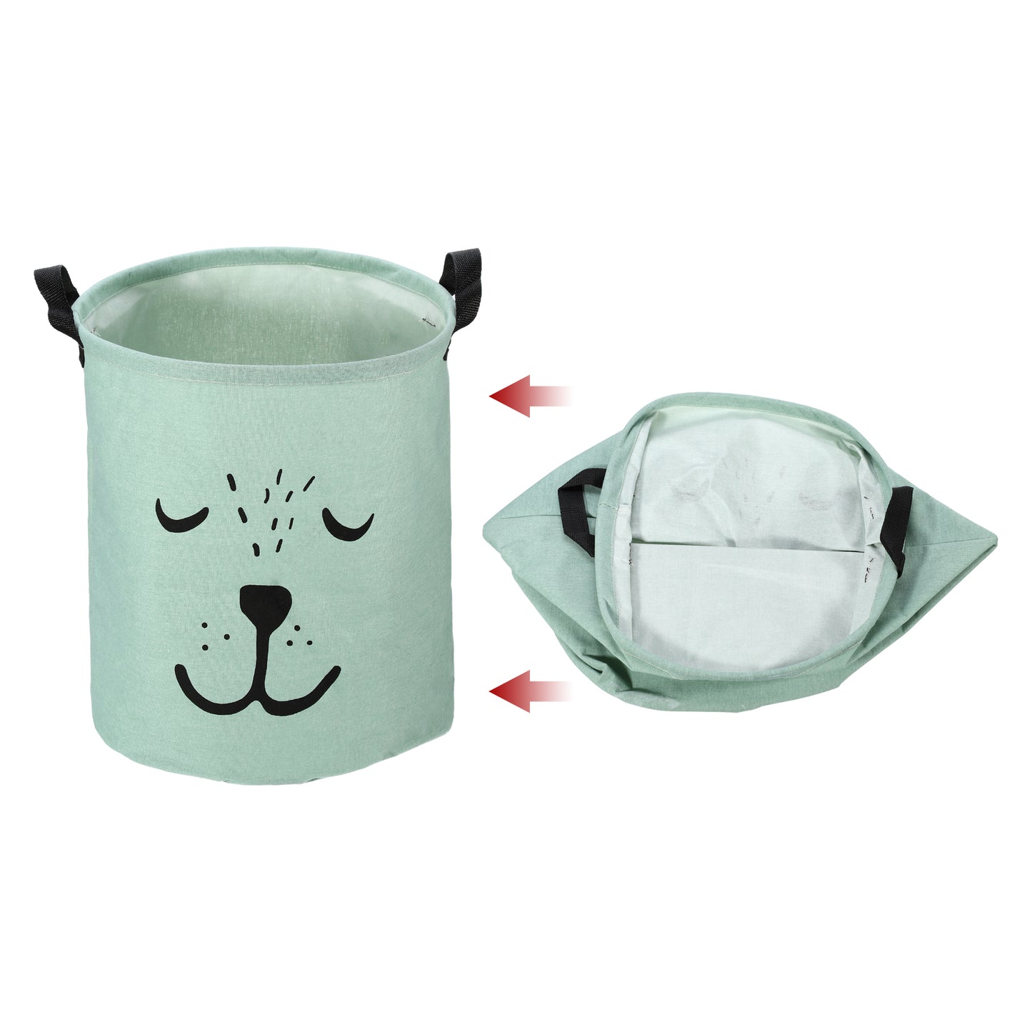 Foldable Cylindrical Laundry Basket for Laundry Room 15.75"x13.78" 40L Green