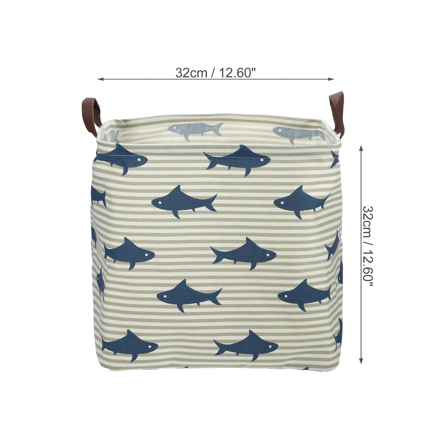 Foldable Square Laundry Basket for Laundry Room 12.60"x12.60"x12.60" 30L Blue Sharks