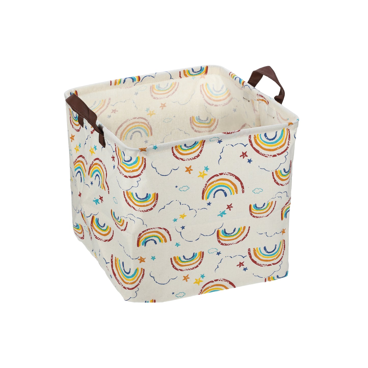Foldable Square Laundry Basket for Laundry Room 12.60"x12.60"x12.60" 30L Rainbow