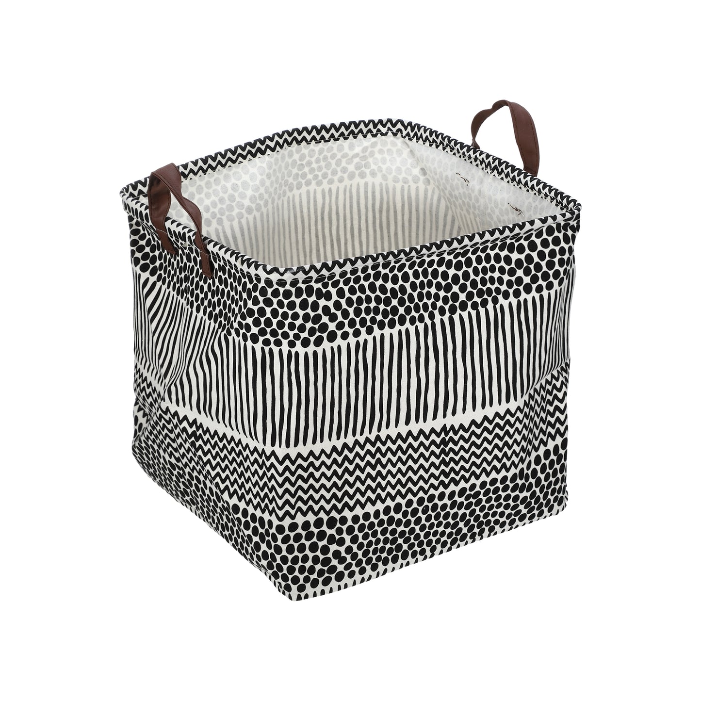 Foldable Square Laundry Basket for Laundry Room 12.60"x12.60"x12.60" 30L Black White