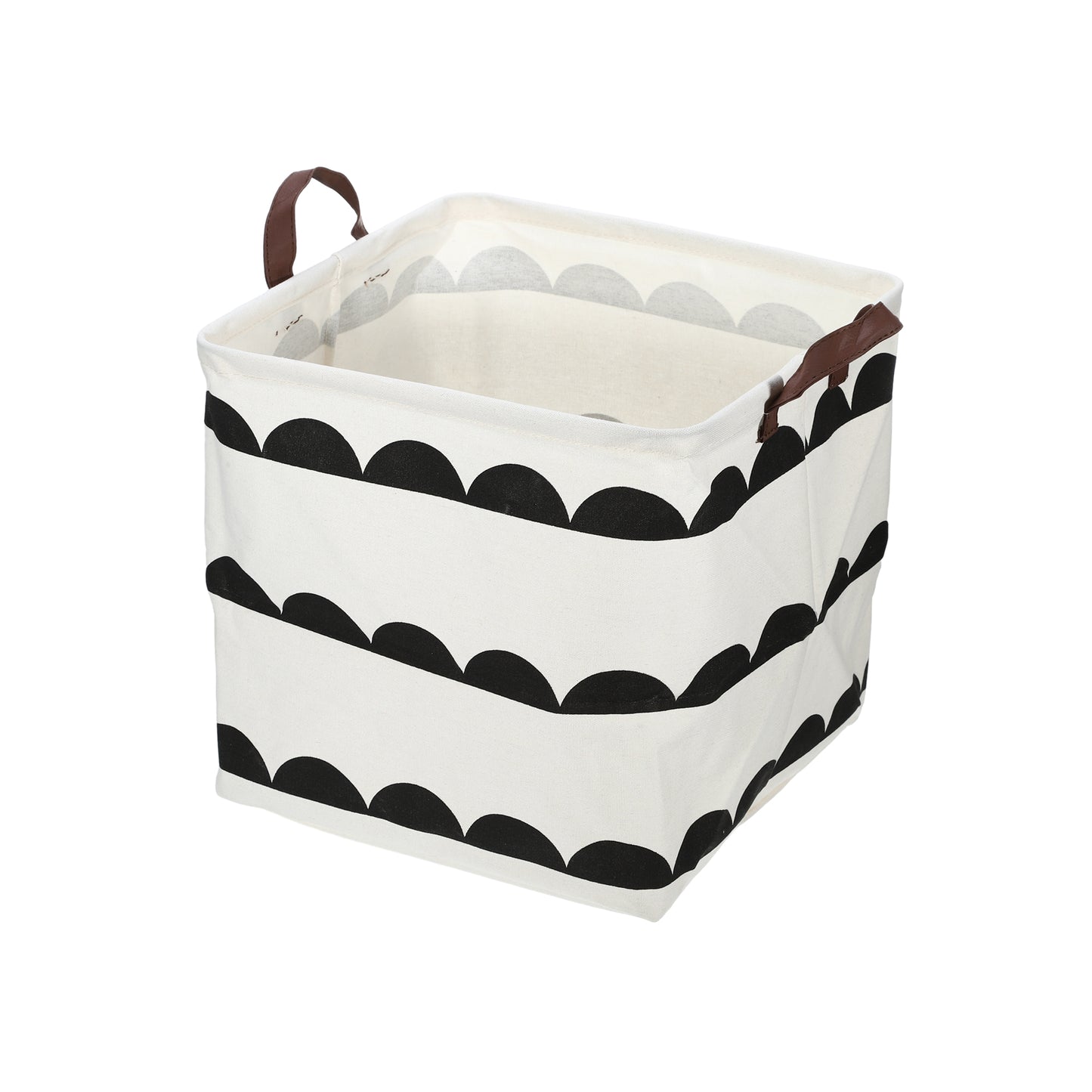 Foldable Square Laundry Basket for Laundry Room 12.60"x12.60"x12.60" 30L Black White Semicircle