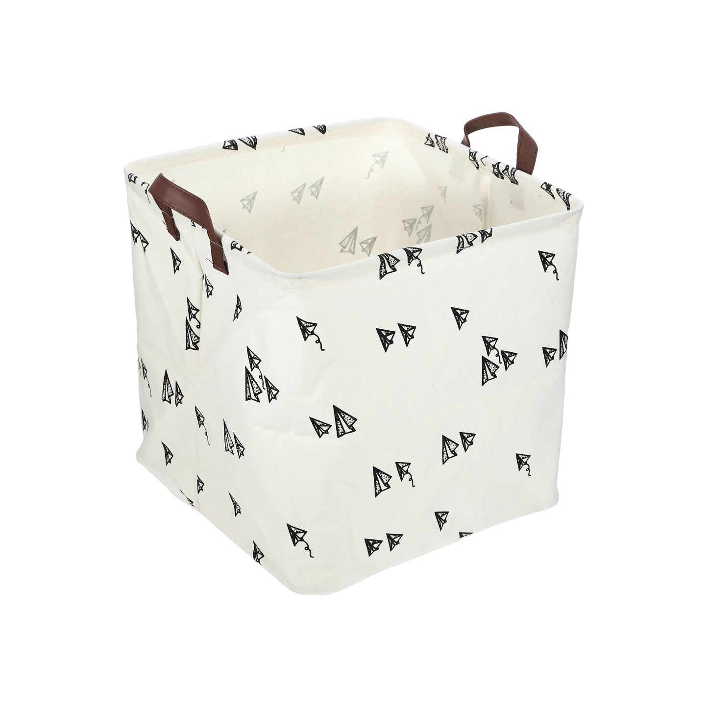 Foldable Square Laundry Basket for Laundry Room 12.60"x12.60"x12.60" 30L Black White Airplane