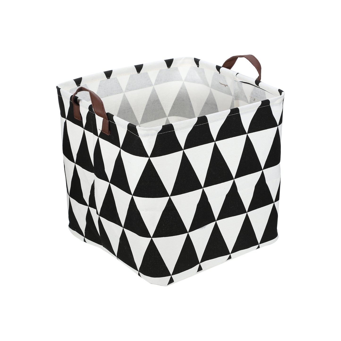 Foldable Square Laundry Basket for Laundry Room 12.60"x12.60"x12.60" 30L Black White Triangle