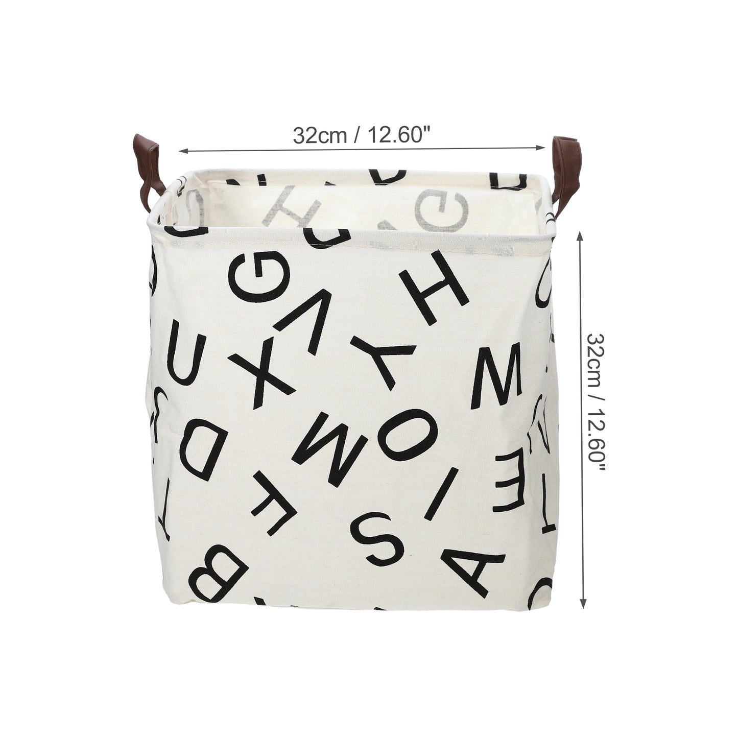 Foldable Square Laundry Basket for Laundry Room 12.60"x12.60"x12.60" 30L Black White Letter