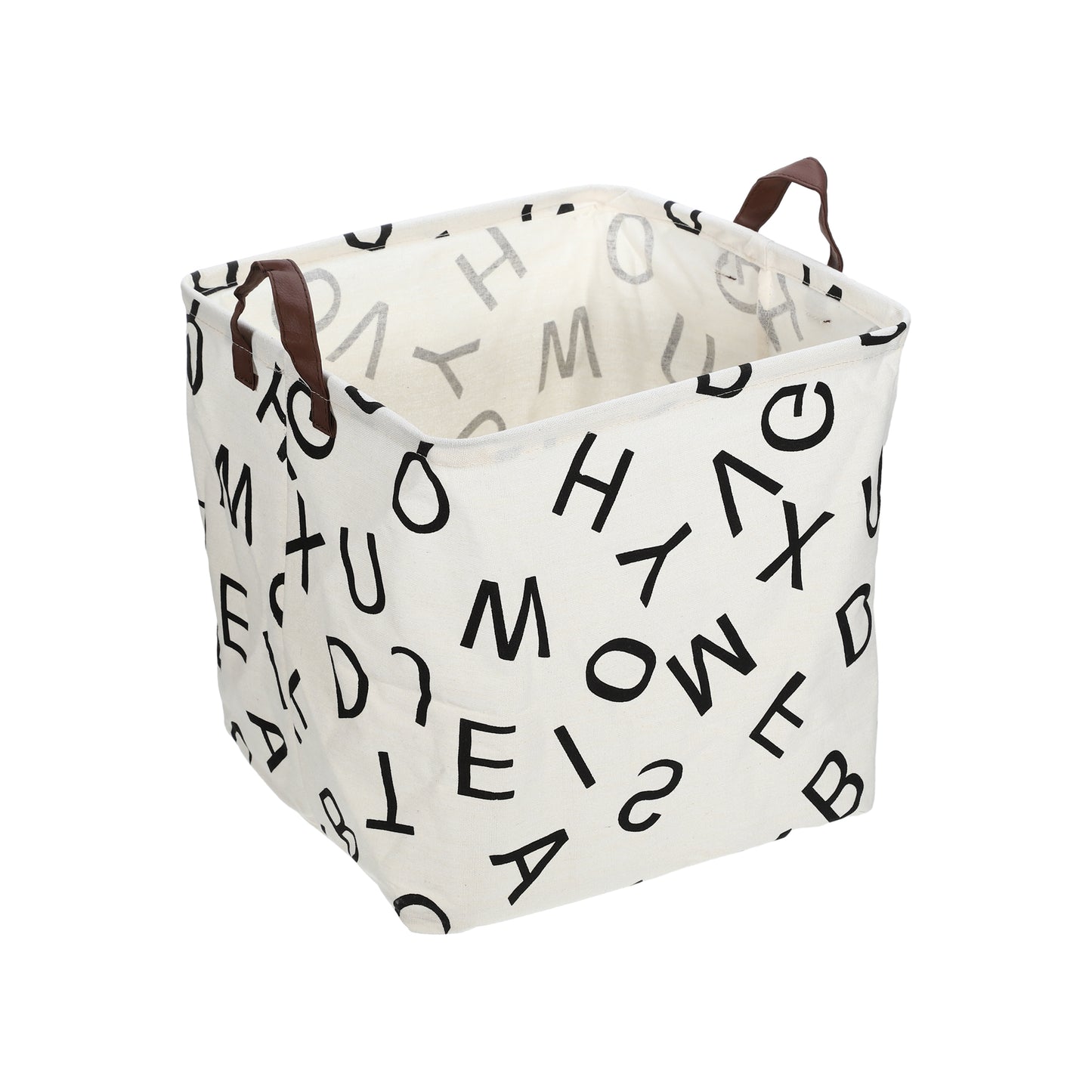 Foldable Square Laundry Basket for Laundry Room 12.60"x12.60"x12.60" 30L Black White Letter