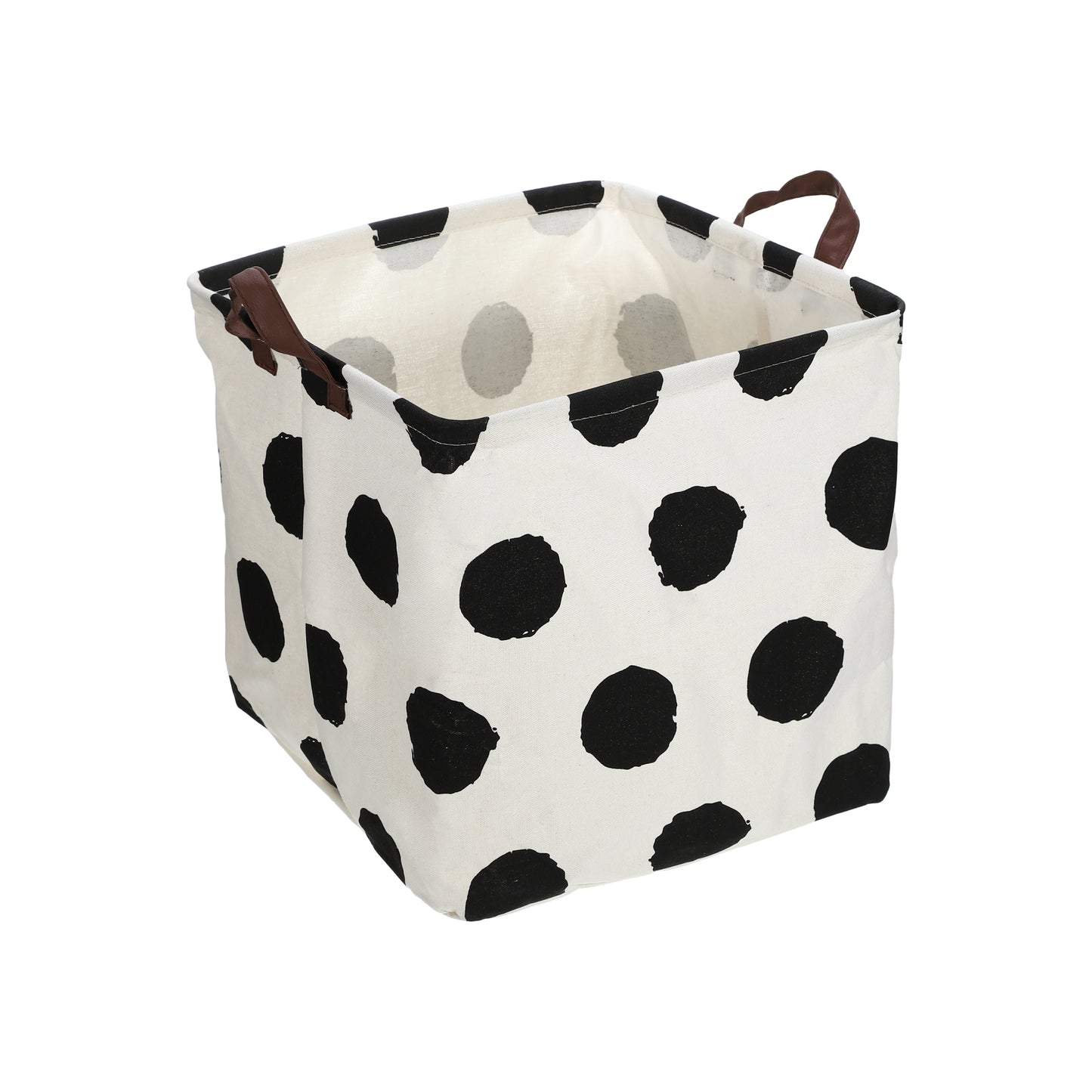 Foldable Square Laundry Basket for Laundry Room 12.60"x12.60"x12.60" 30L Black White Polka Dots