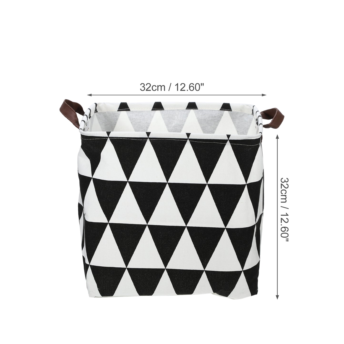 Foldable Square Laundry Basket for Laundry Room 12.60"x12.60"x12.60" 30L Black Triangle