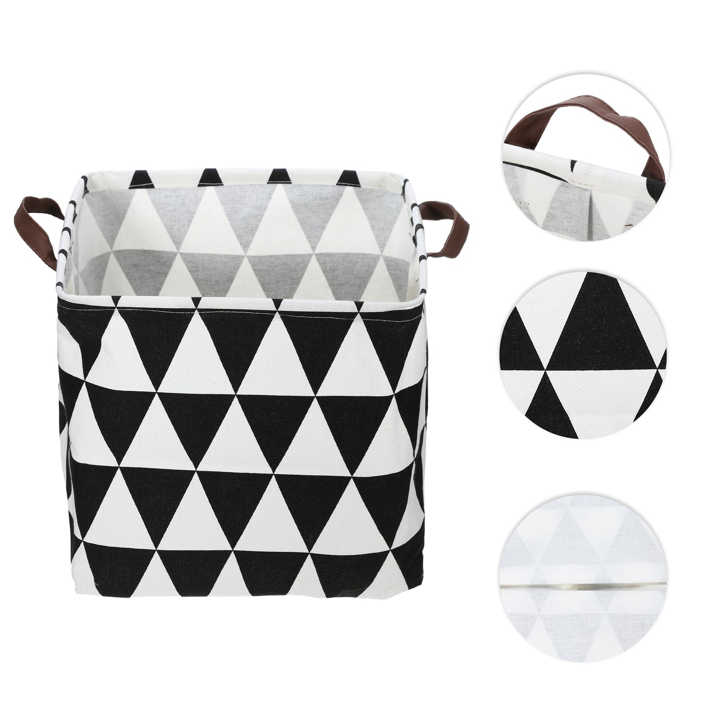 Foldable Square Laundry Basket for Laundry Room 12.60"x12.60"x12.60" 30L Black Triangle