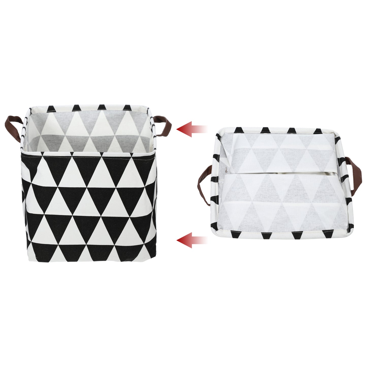 Foldable Square Laundry Basket for Laundry Room 12.60"x12.60"x12.60" 30L Black Triangle