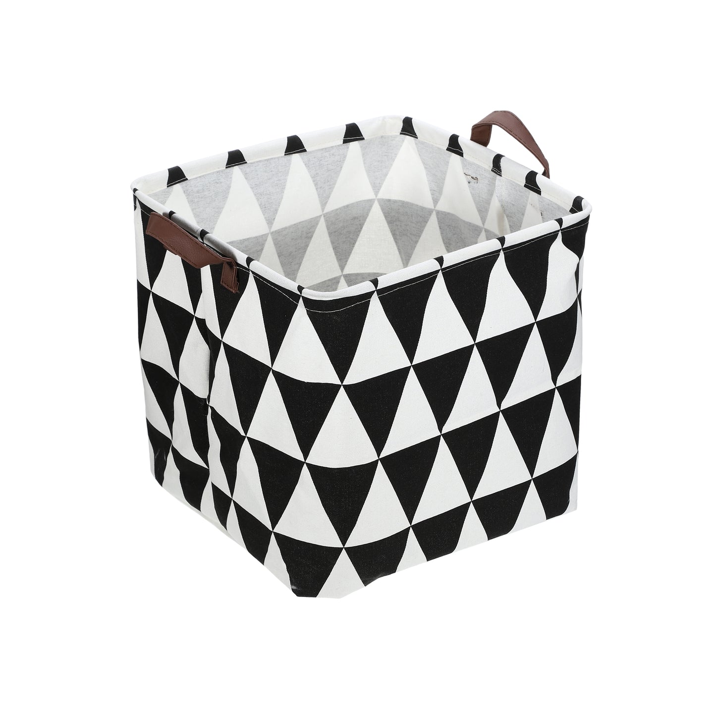 Foldable Square Laundry Basket for Laundry Room 12.60"x12.60"x12.60" 30L Black Triangle