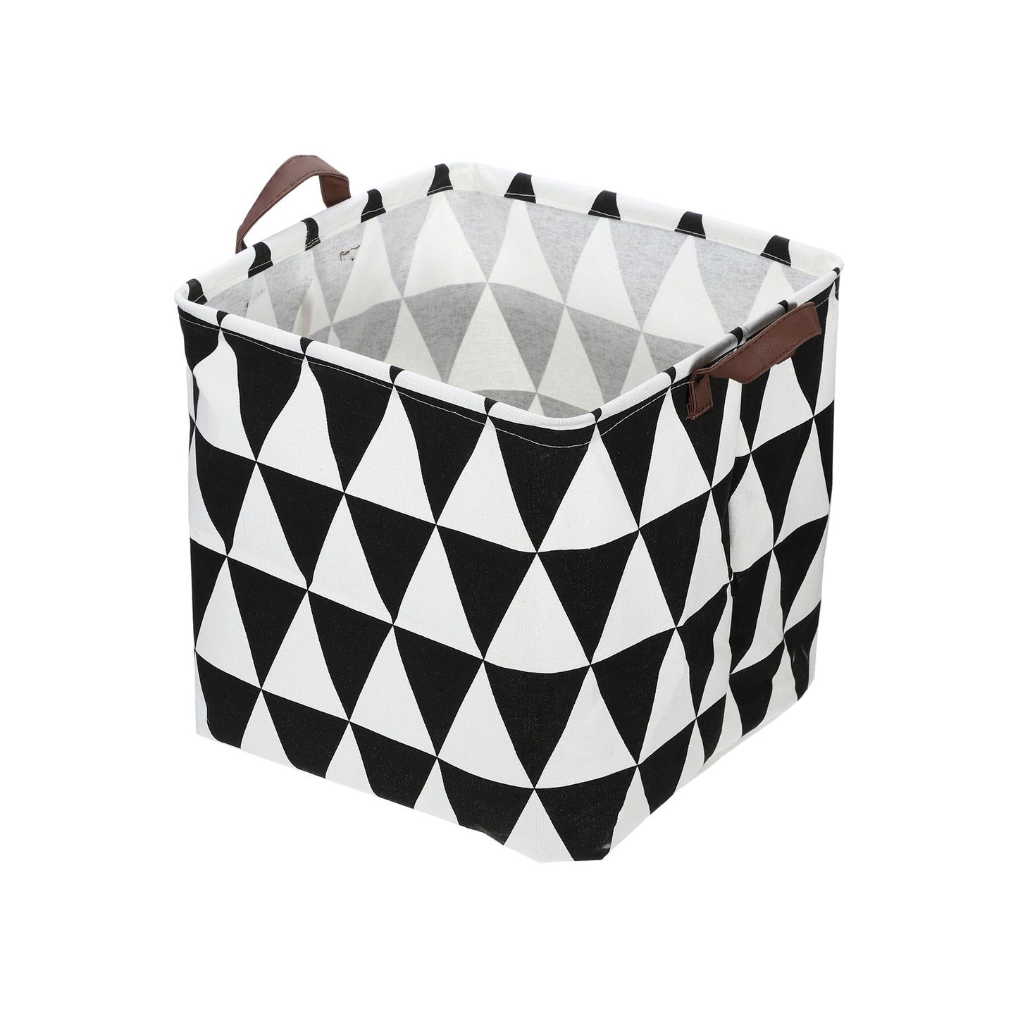 Foldable Square Laundry Basket for Laundry Room 12.60"x12.60"x12.60" 30L Black Triangle
