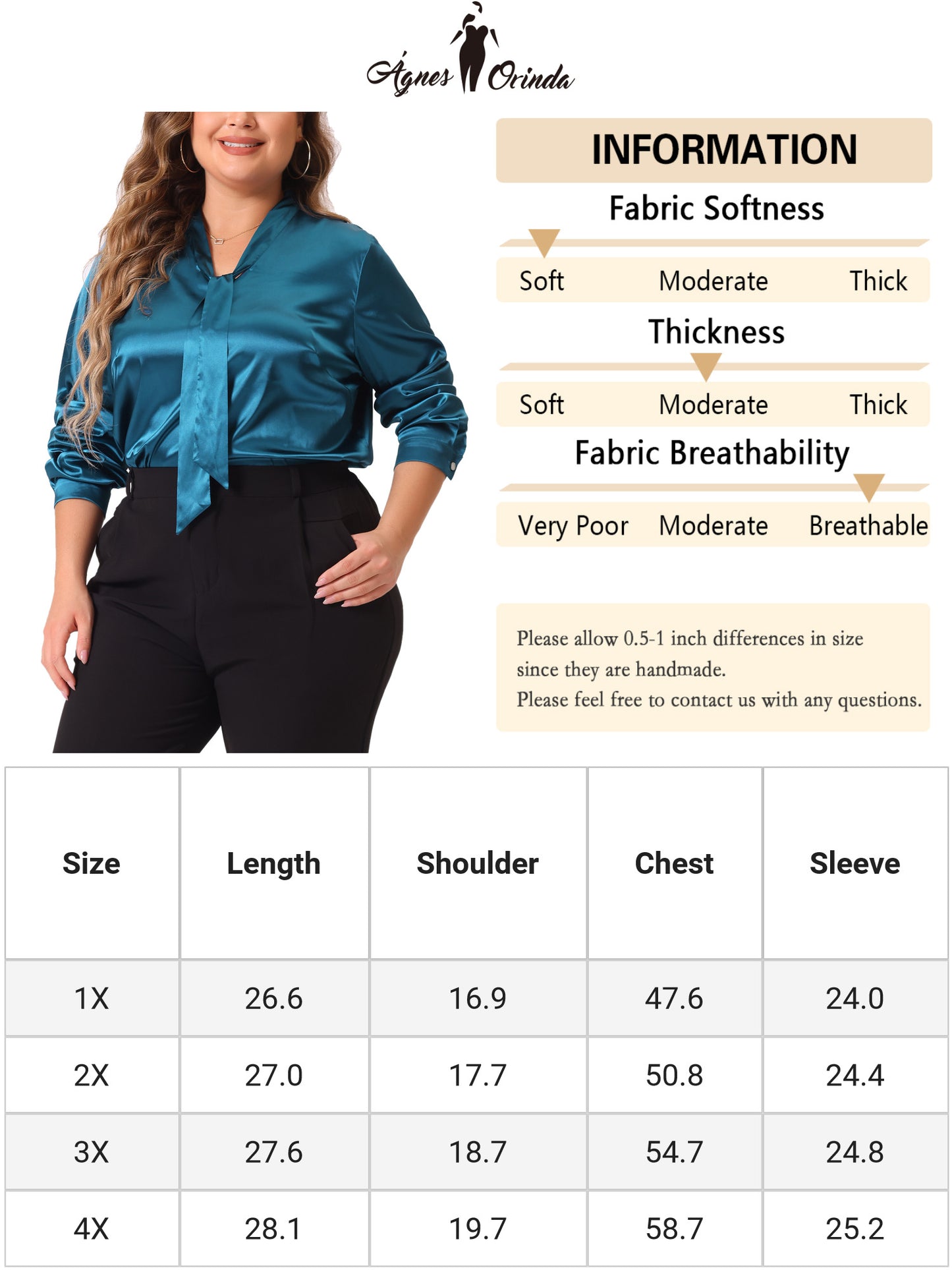 Women Plus Size Blouse Work Office Tie Neck Satin Top Blouse