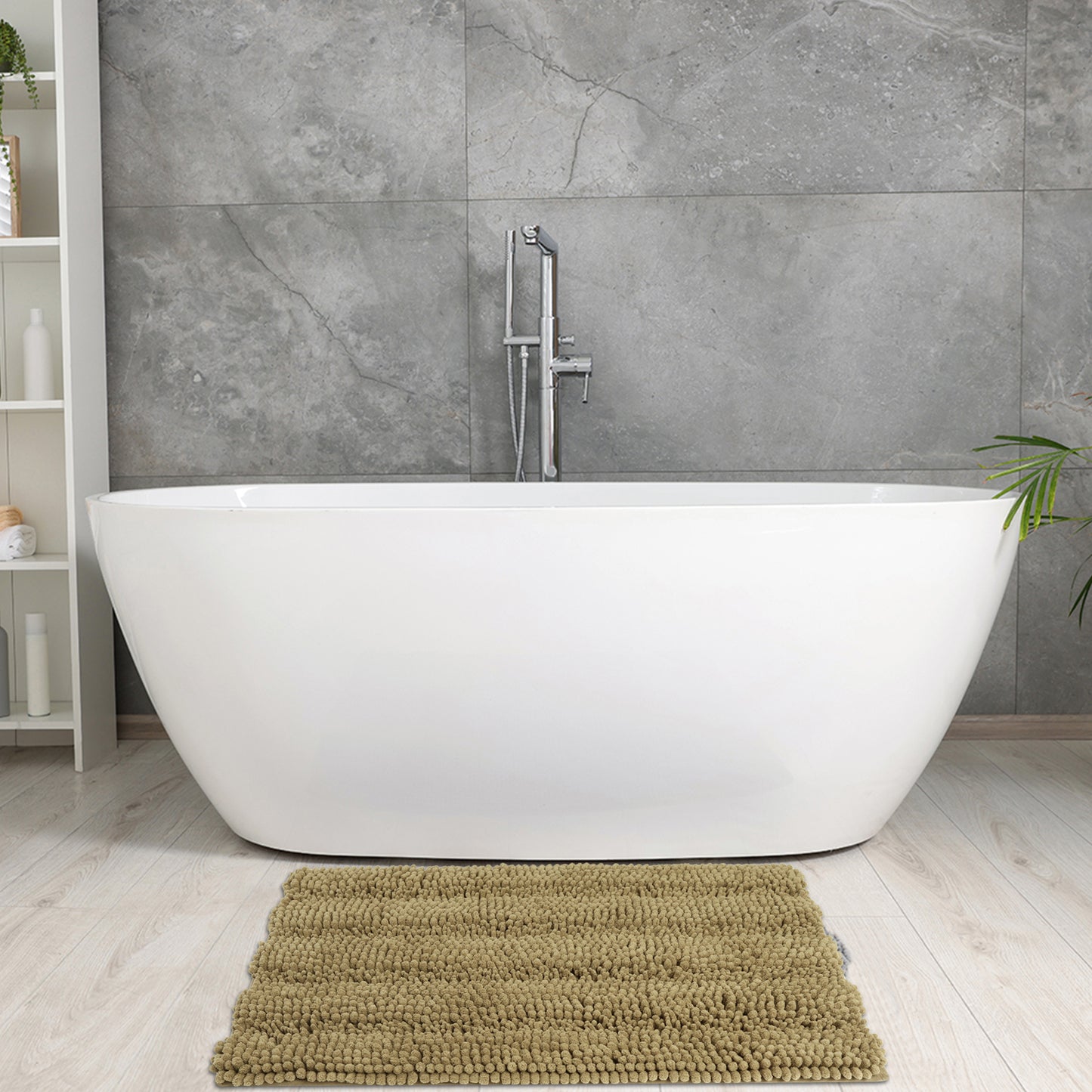 Absorbent Chenille Bath Rugs, High Pile Quick Dry Bath Mats, Machine Washable Rugs