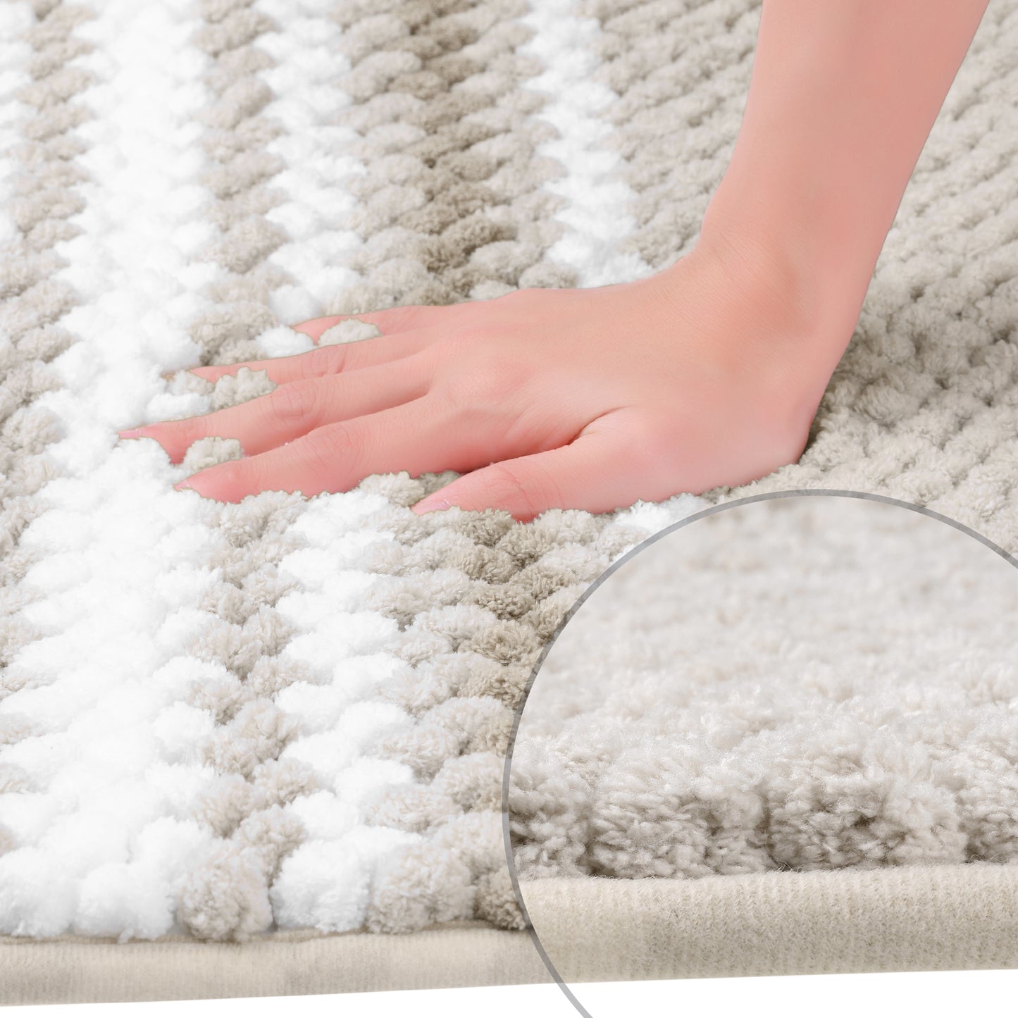 Striped Bathroom Rugs, Extra Soft and Absorbent Fluffy Chenille Bath Mats