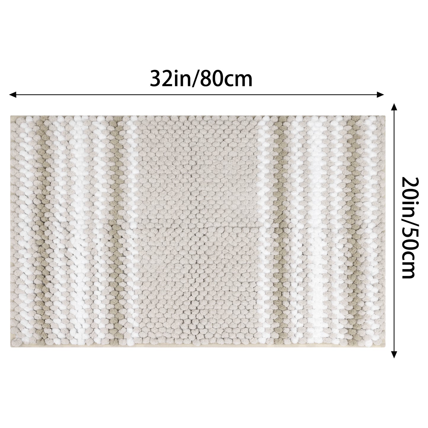 Striped Bathroom Rugs, Extra Soft and Absorbent Fluffy Chenille Bath Mats