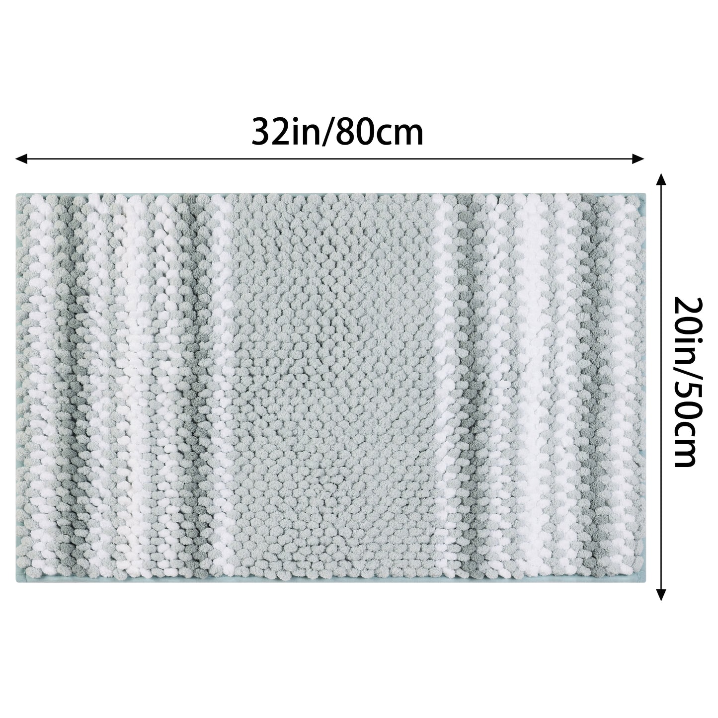 Striped Bathroom Rugs, Extra Soft and Absorbent Fluffy Chenille Bath Mats