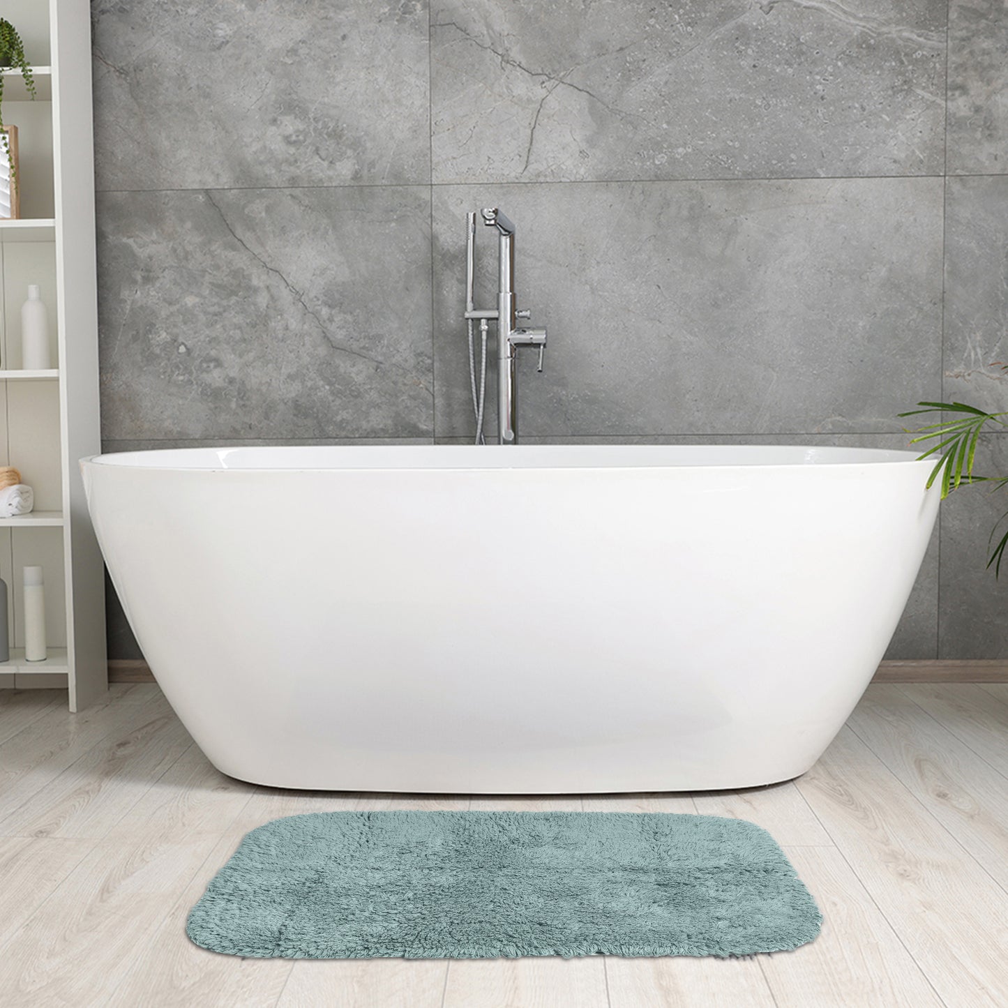 100% Cotton Mat Rug, Plush Water Absorbent Luxury Rectangular for Bathroom Vanity