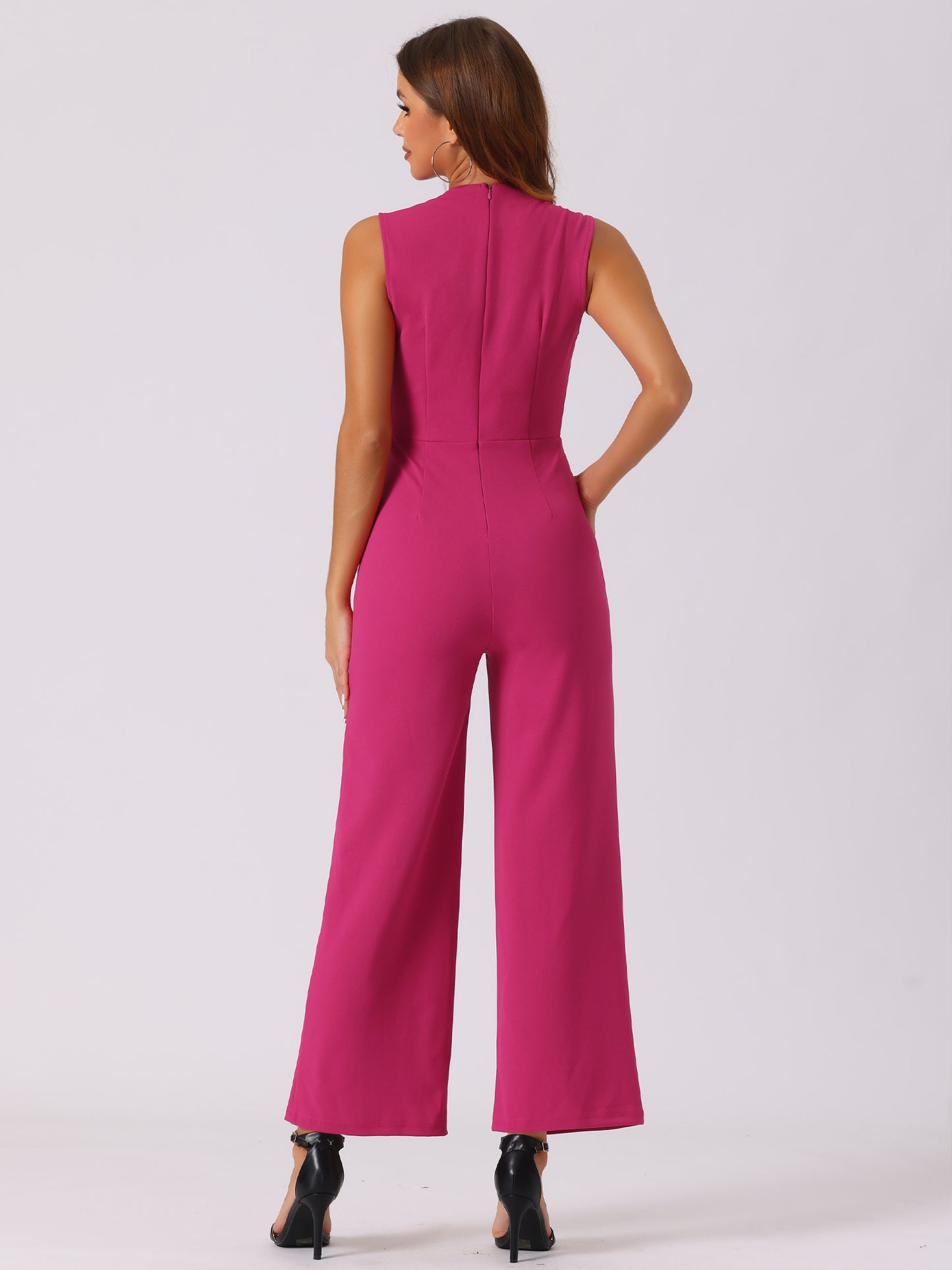 Women's Elegant Jumpsuit V Neck Wrap Front High Waist Wide Leg Long Pants Jumpsuits