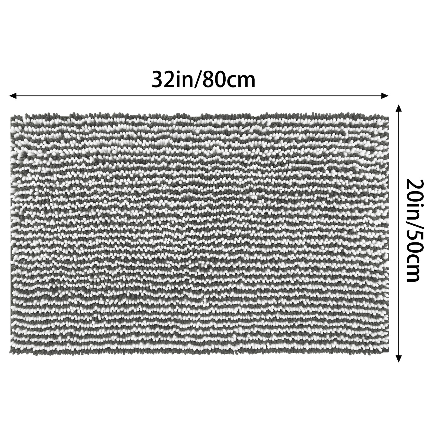 Chenille Striped Bathroom Rugs, Extra Thick and Absorbent Non-Slip Soft Plush Shaggy Bath Mats