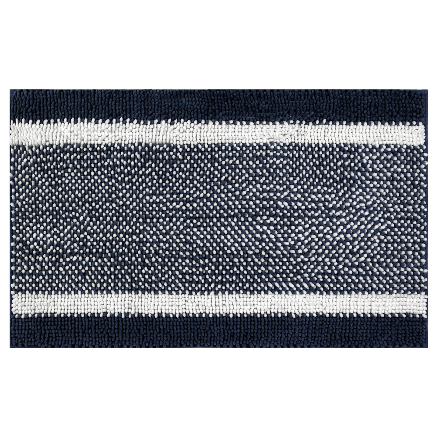 Chenille Striped Bathroom Rug Mat, Non-Slip Soft Plush Shaggy Bath Carpet, Machine Washable