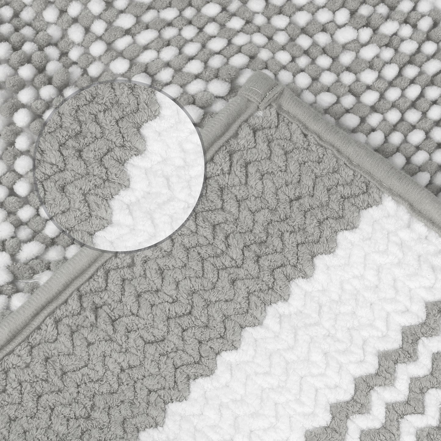 Chenille Striped Bathroom Rug Mat, Non-Slip Soft Plush Shaggy Bath Carpet, Machine Washable