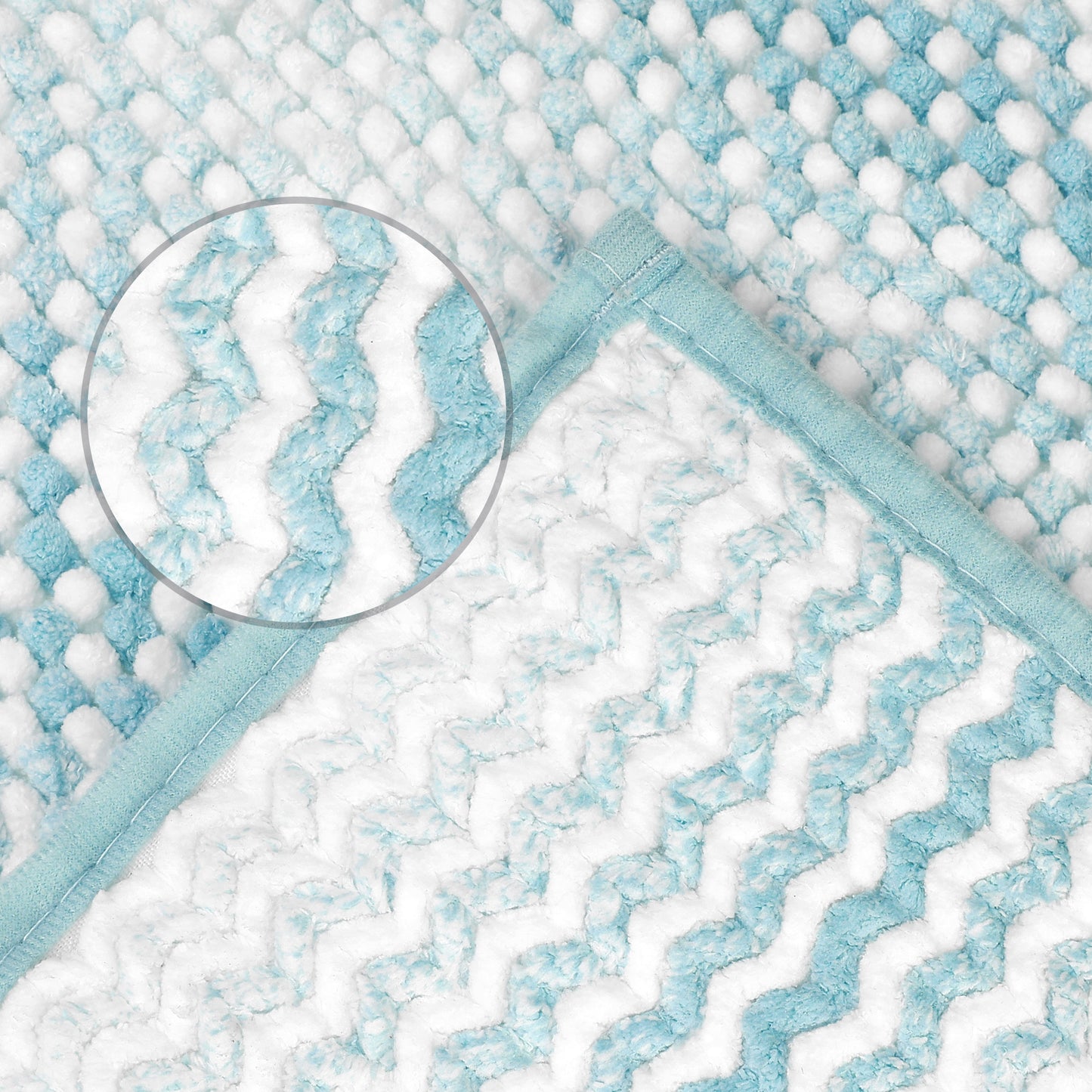 Chenille Bathroom Rug, Soft and Absorbent Non-Slip Striped Rug Luxury Plush Shaggy Bath Mats