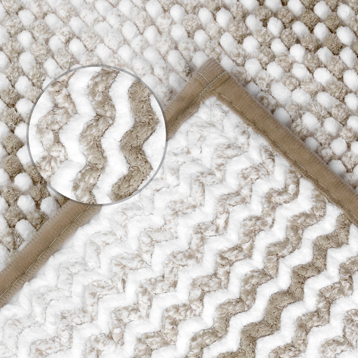 Chenille Bathroom Rug, Soft and Absorbent Non-Slip Striped Rug Luxury Plush Shaggy Bath Mats