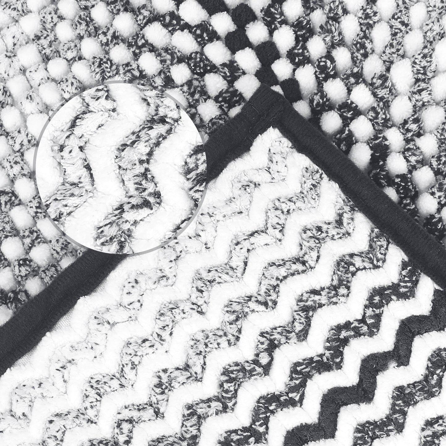 Chenille Bathroom Rug, Soft and Absorbent Non-Slip Striped Rug Luxury Plush Shaggy Bath Mats