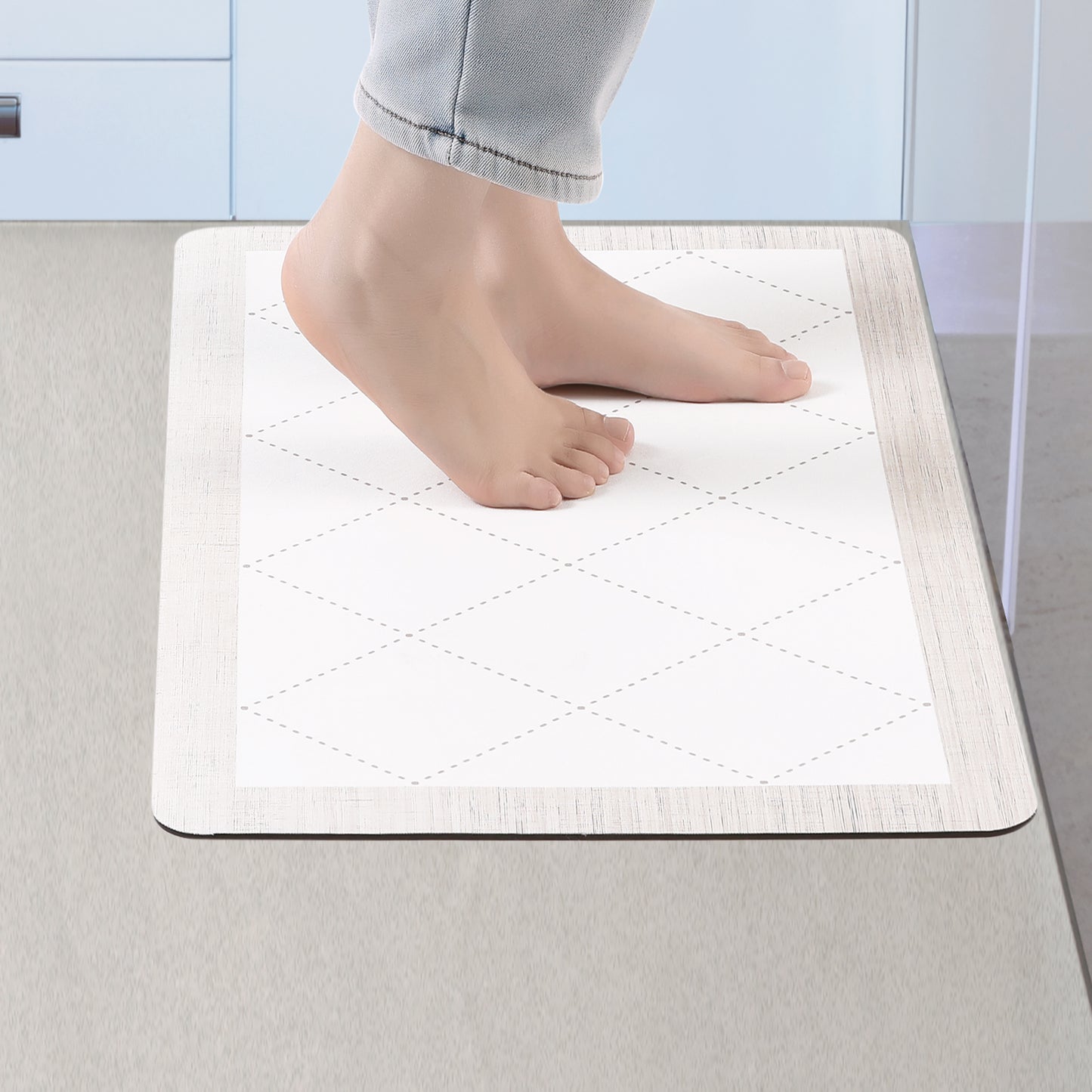 Geometry Kitchen Rug, Cushioned Anti-Fatigue Kitchen Floor Mats, Non Slip Waterproof Comfort Carpet