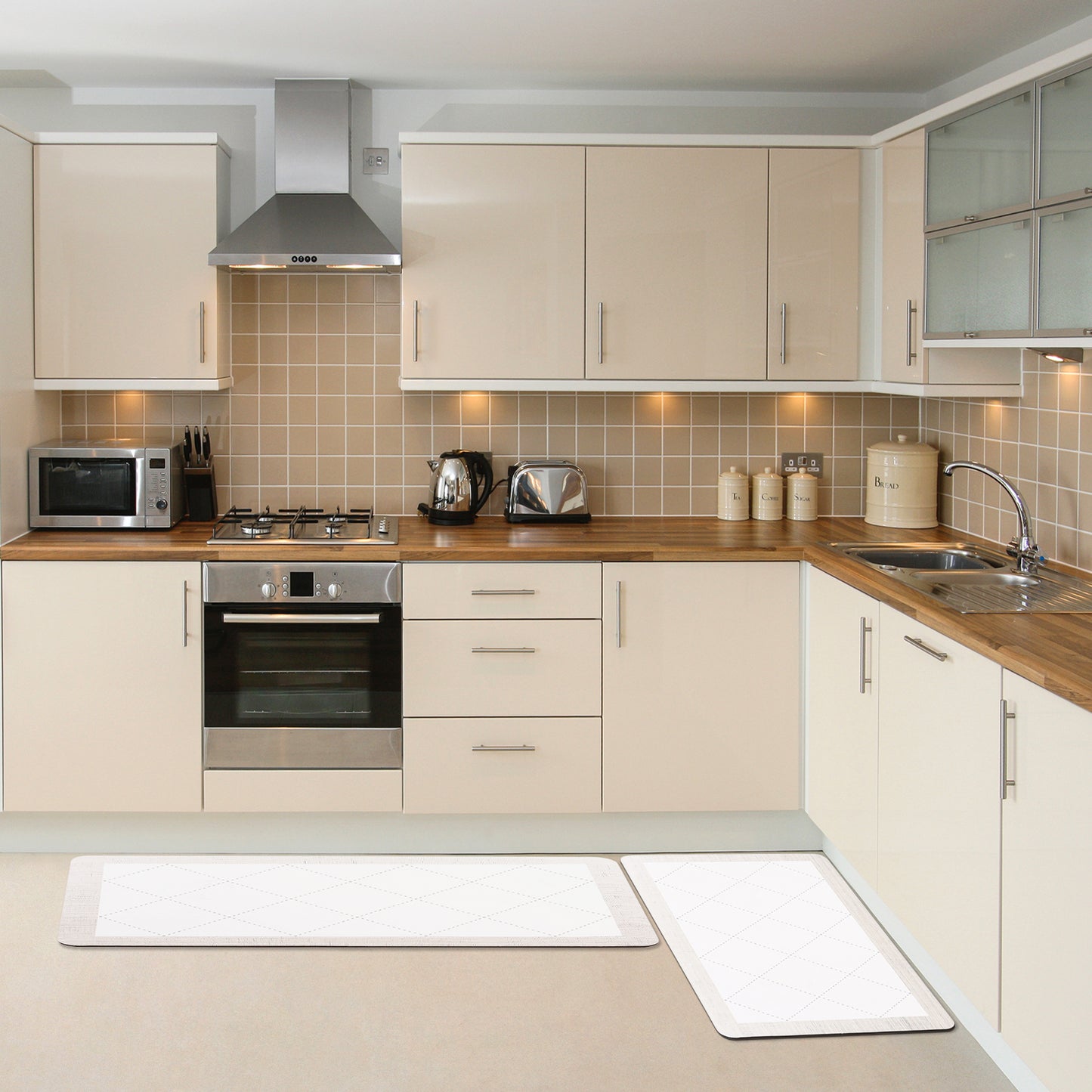 Geometry Kitchen Rug, Cushioned Anti-Fatigue Kitchen Floor Mats, Non Slip Waterproof Comfort Carpet