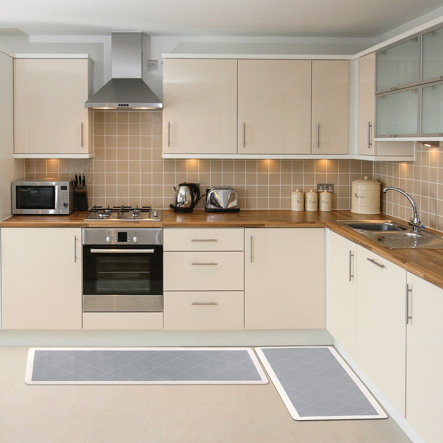 Geometry Kitchen Rug, Cushioned Anti-Fatigue Kitchen Floor Mats, Non Slip Waterproof Comfort Carpet