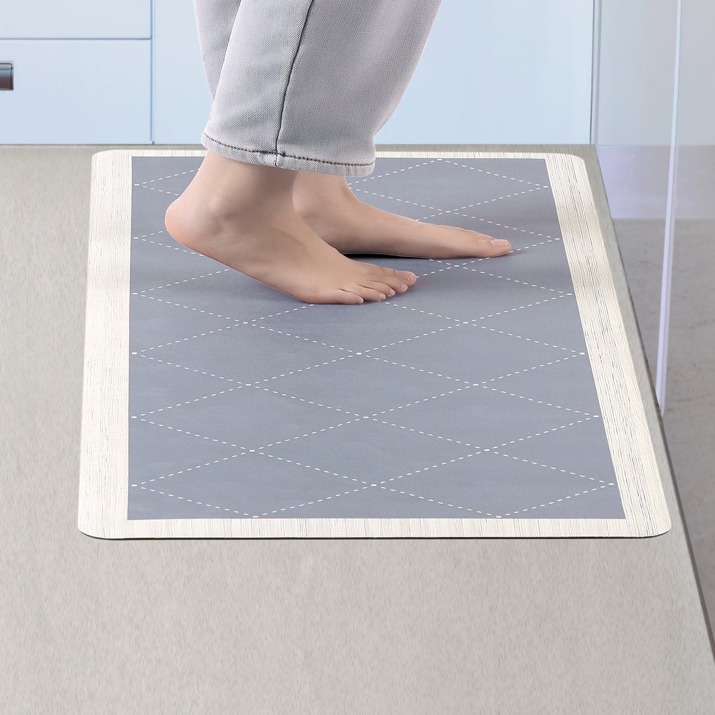 Geometry Kitchen Rug, Cushioned Anti-Fatigue Kitchen Floor Mats, Non Slip Waterproof Comfort Carpet