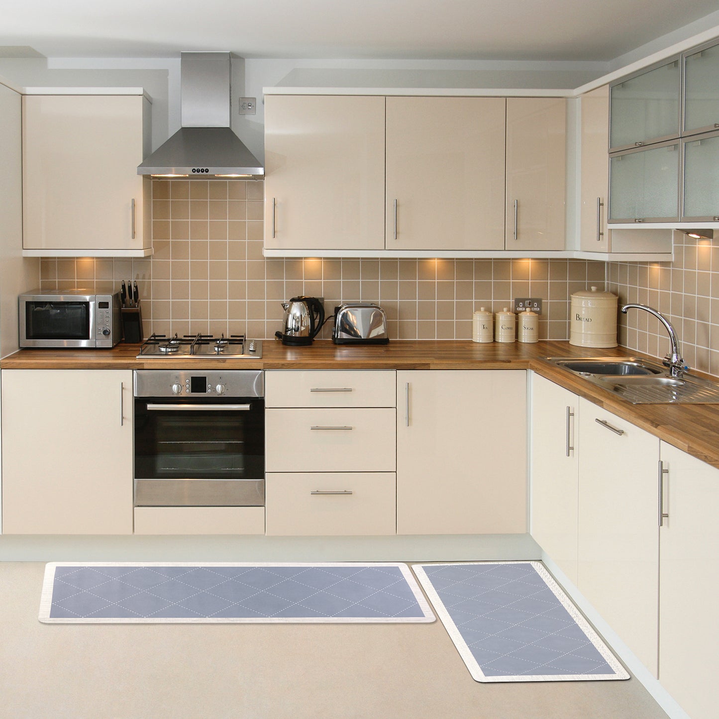 Geometry Kitchen Rug, Cushioned Anti-Fatigue Kitchen Floor Mats, Non Slip Waterproof Comfort Carpet