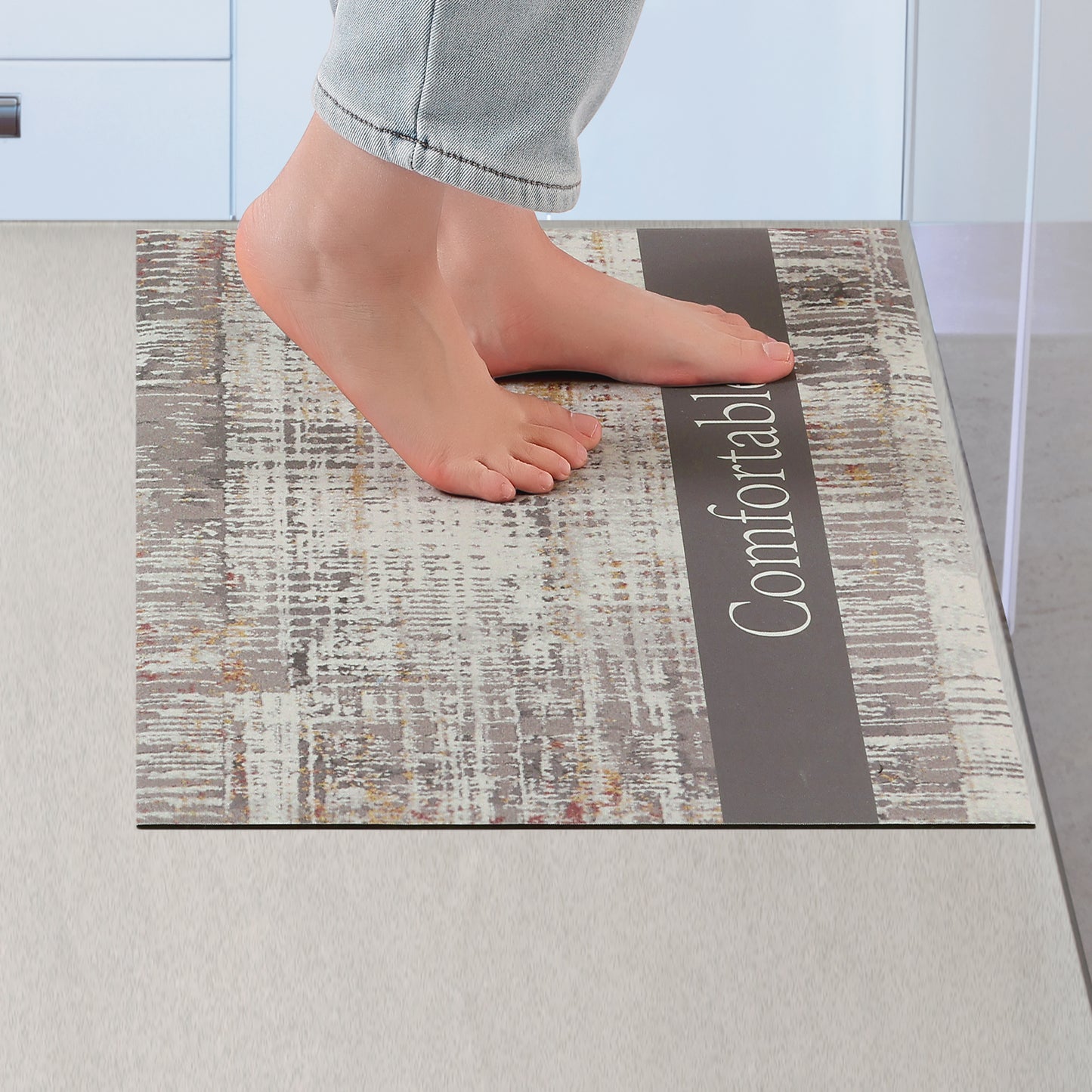 Letter Pattern Kitchen Mat 1 Piece Waterproof Anti Slip Kitchen Rug Comfort Standing Mats