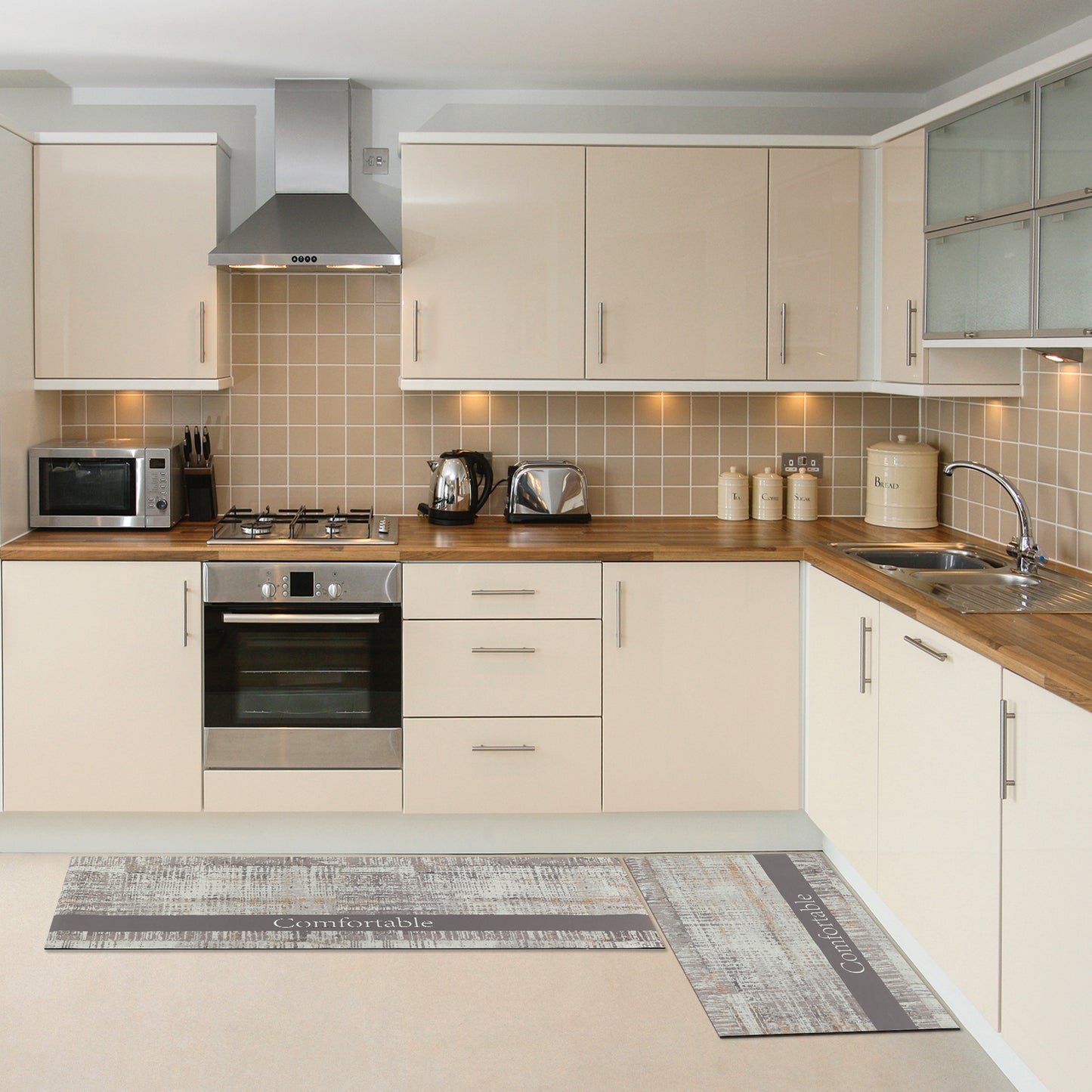 Letter Pattern Kitchen Mat 1 Piece Waterproof Anti Slip Kitchen Rug Comfort Standing Mats