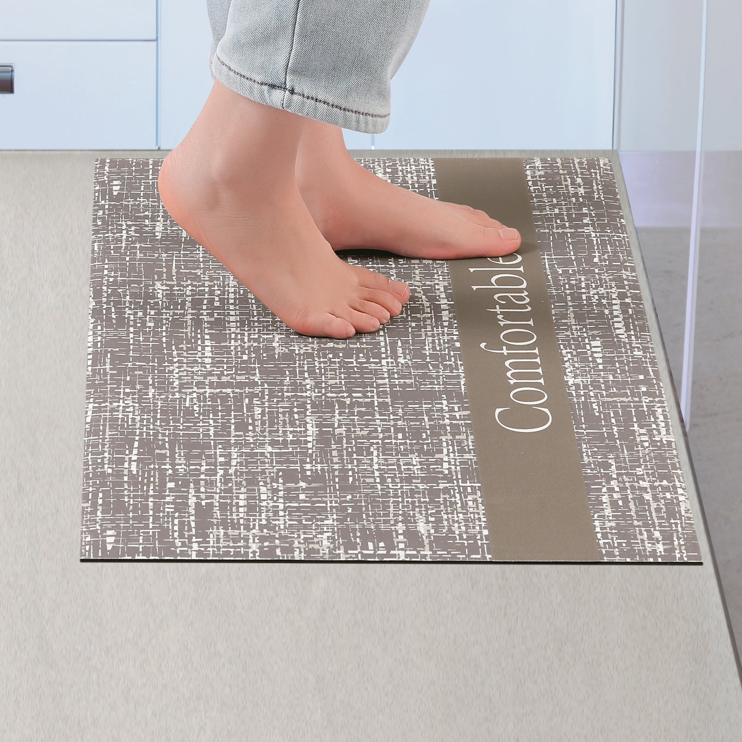 Letter Pattern Kitchen Mat 1 Piece Waterproof Anti Slip Kitchen Rug Comfort Standing Mats