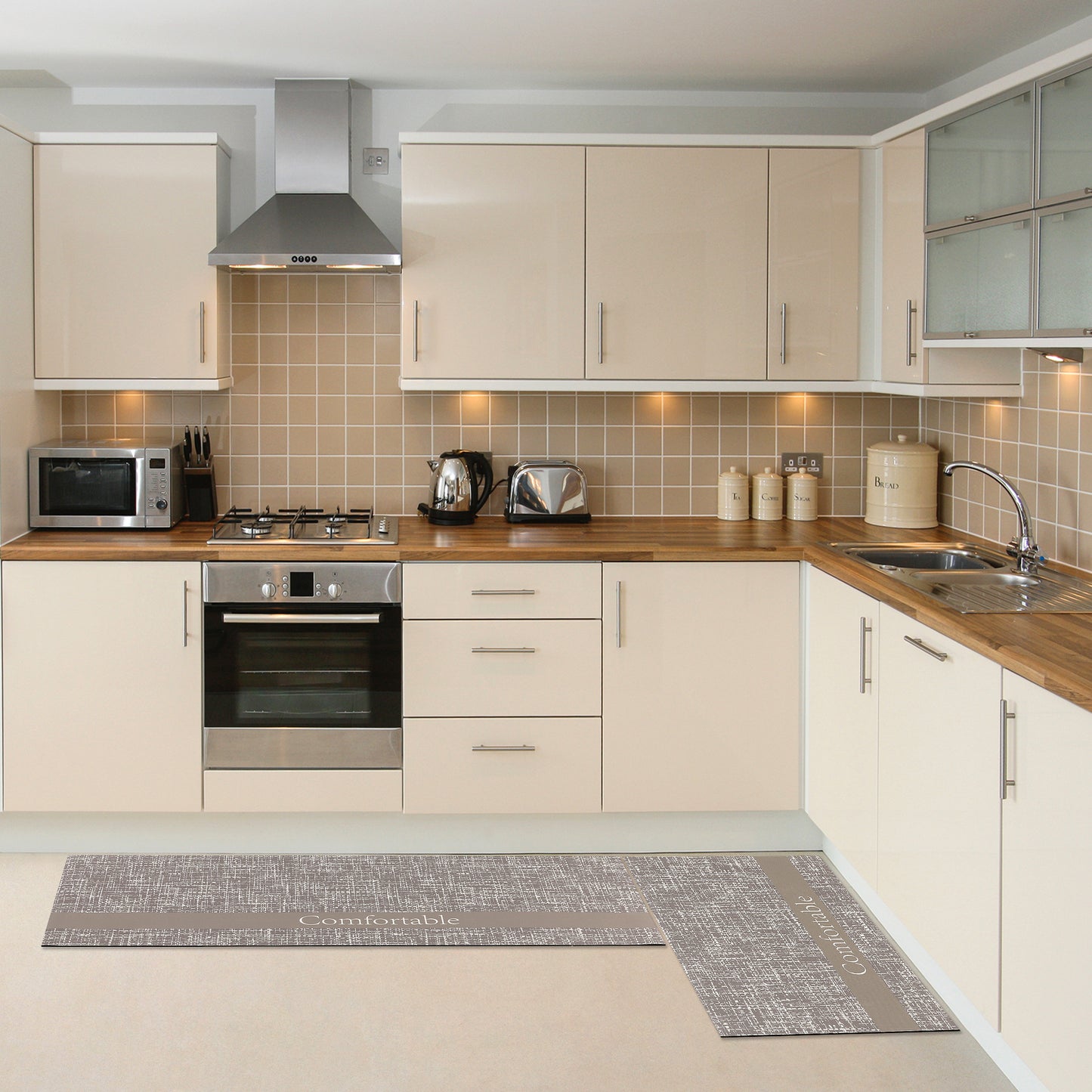 Letter Pattern Kitchen Mat 1 Piece Waterproof Anti Slip Kitchen Rug Comfort Standing Mats