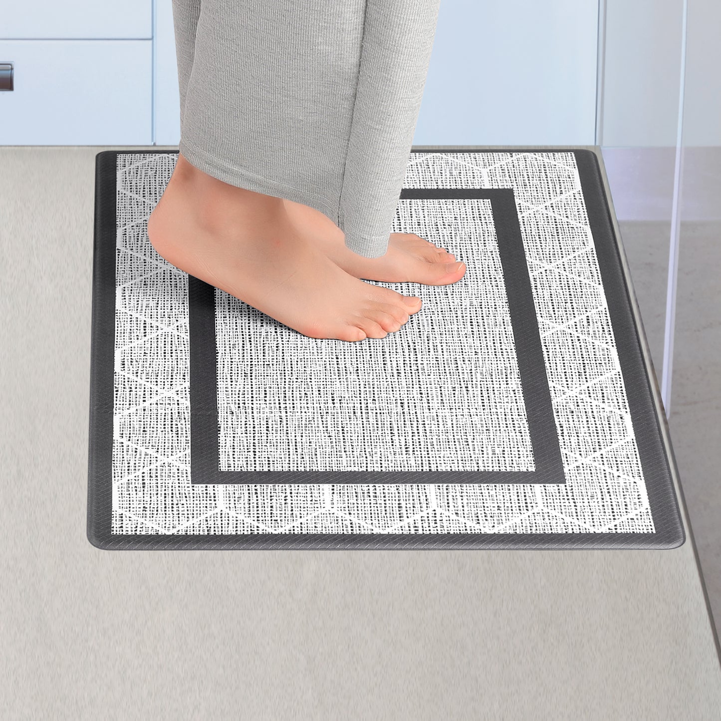 Geometry PVC Kitchen Mats, Waterproof Non-slip Washable and Oil Resistant Leather Kitchen Floor Mats