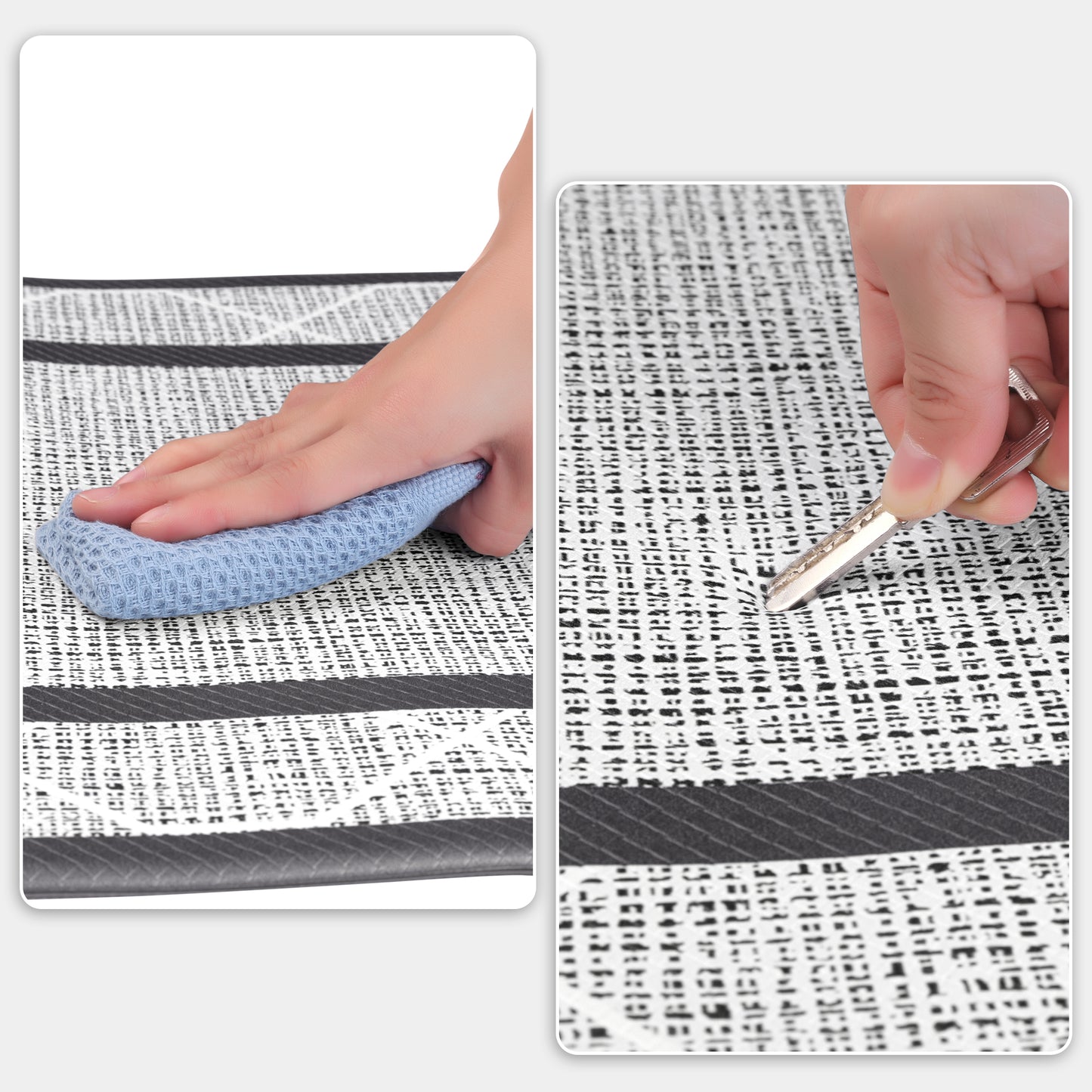 Geometry PVC Kitchen Mats, Waterproof Non-slip Washable and Oil Resistant Leather Kitchen Floor Mats