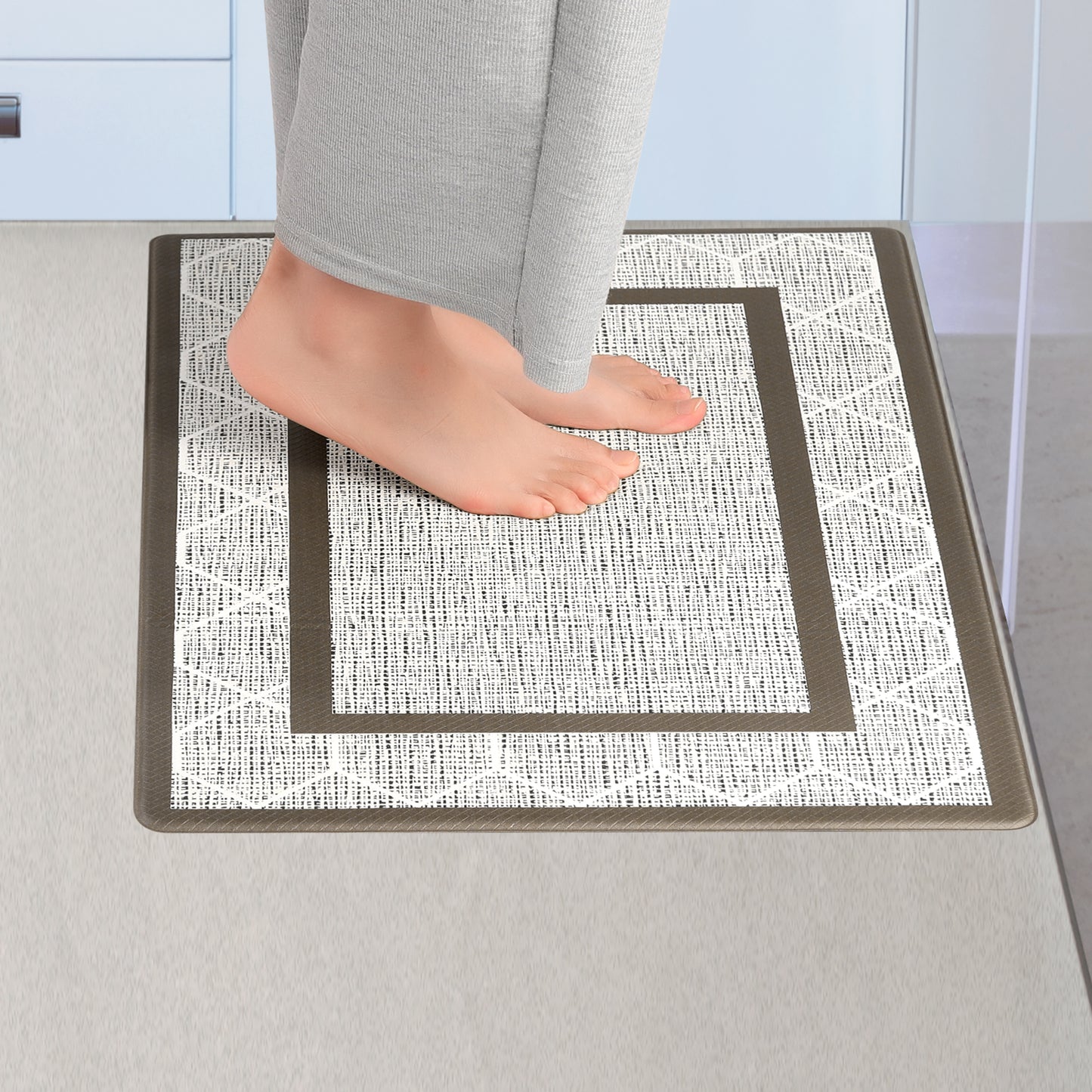 Geometry PVC Kitchen Mats, Waterproof Non-slip Washable and Oil Resistant Leather Kitchen Floor Mats