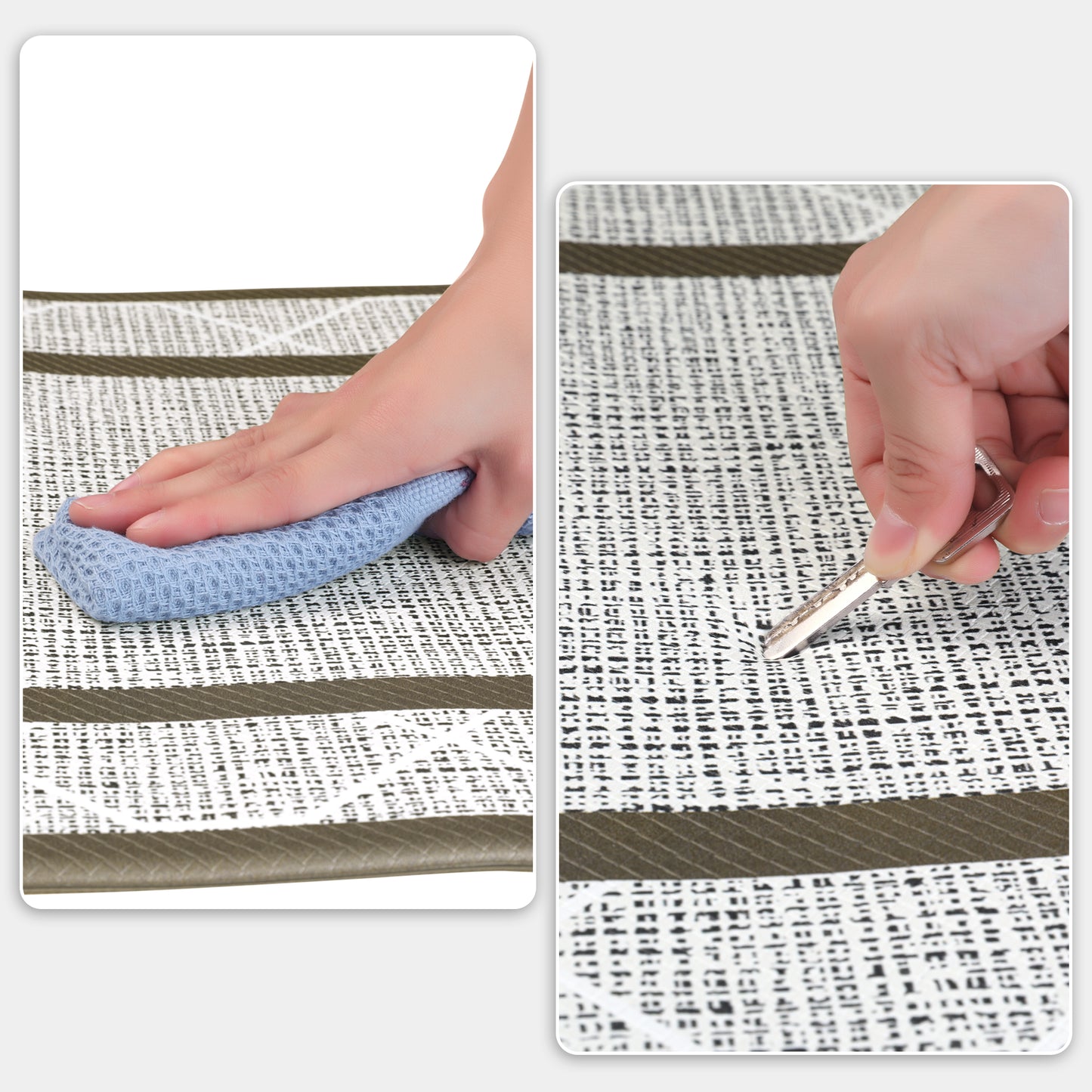 Geometry PVC Kitchen Mats, Waterproof Non-slip Washable and Oil Resistant Leather Kitchen Floor Mats