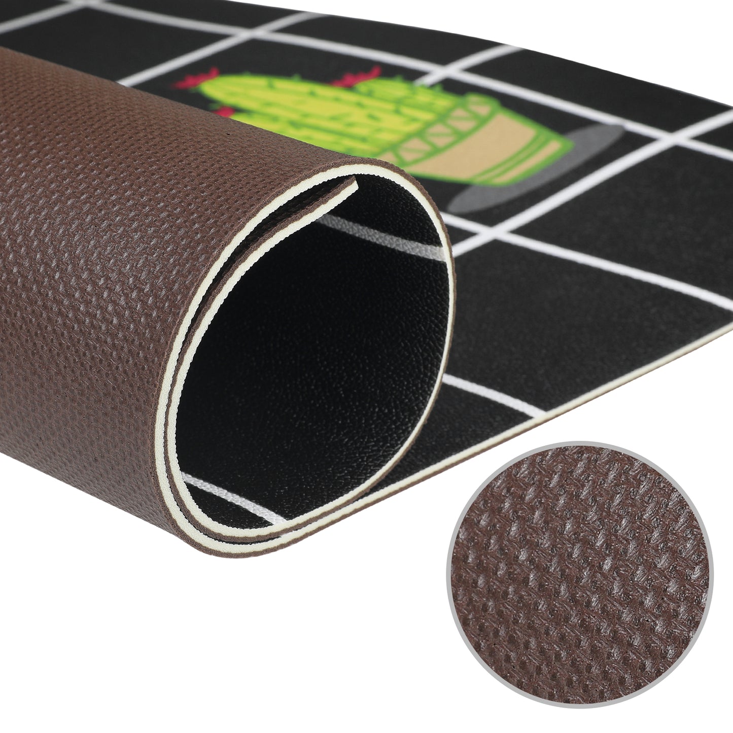 Cactus Kitchen Rug 1 Piece, Summer Farmhouse Decorations Black Pattern Runner Rugs