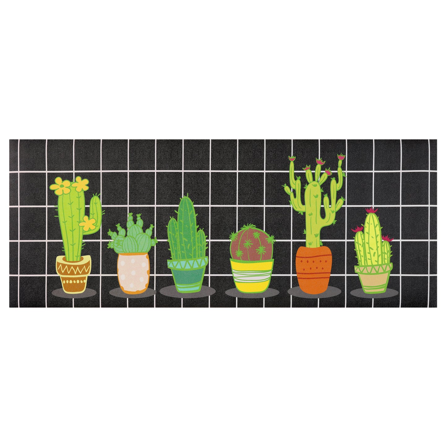 Cactus Kitchen Rug 1 Piece, Summer Farmhouse Decorations Black Pattern Runner Rugs